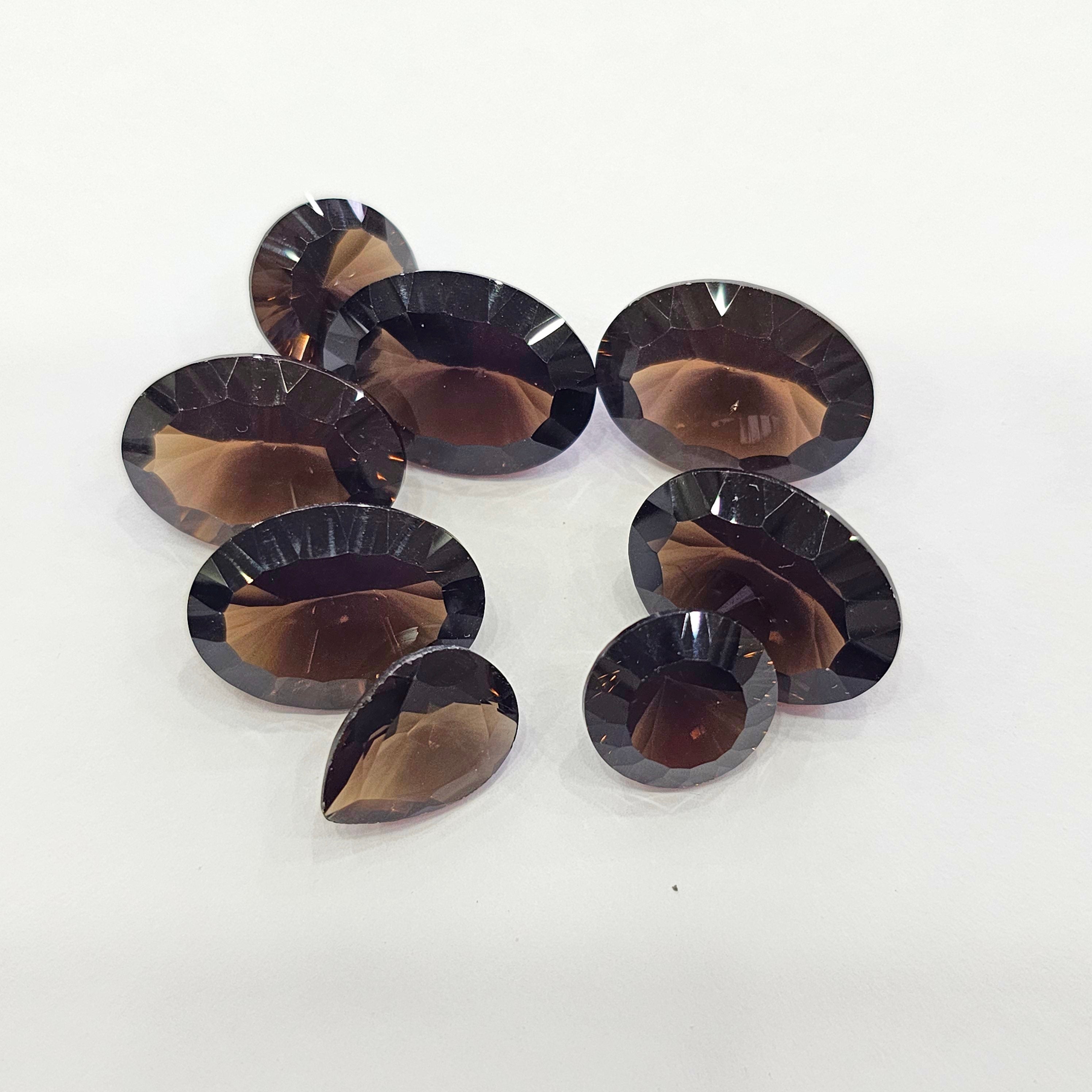 8Pcs Natural Smoky Quartz Concave Cut | Mix Shape | Size:12-18mm - The LabradoriteKing