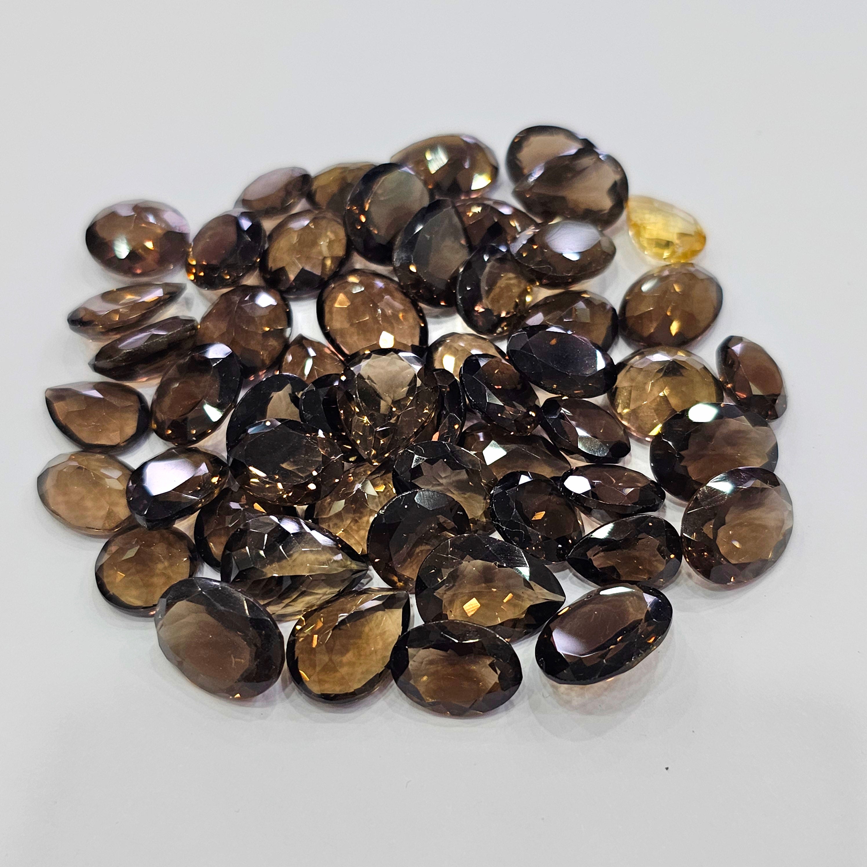 53Pcs Natural Smoky Quartz Cabochons | Mix Shape | Size:12-18mm - The LabradoriteKing