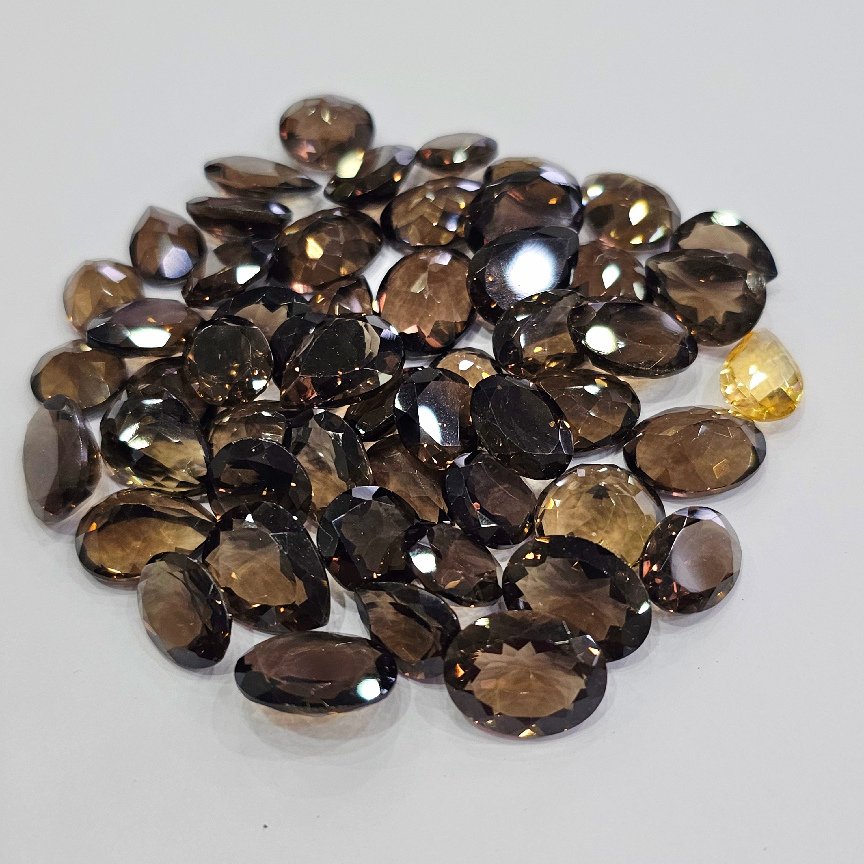 53Pcs Natural Smoky Quartz Cabochons | Mix Shape | Size:12-18mm - The LabradoriteKing