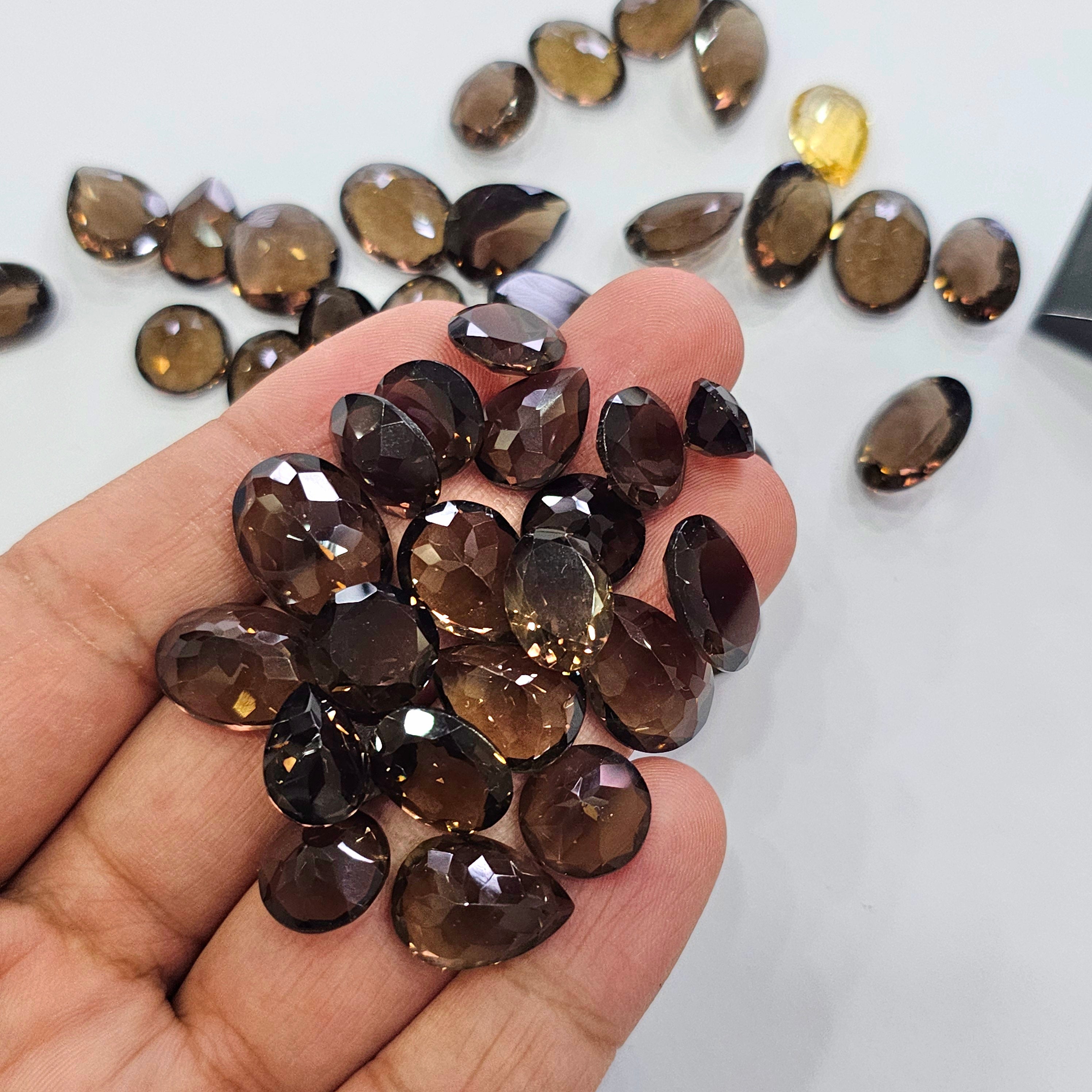 53Pcs Natural Smoky Quartz Cabochons | Mix Shape | Size:12-18mm - The LabradoriteKing