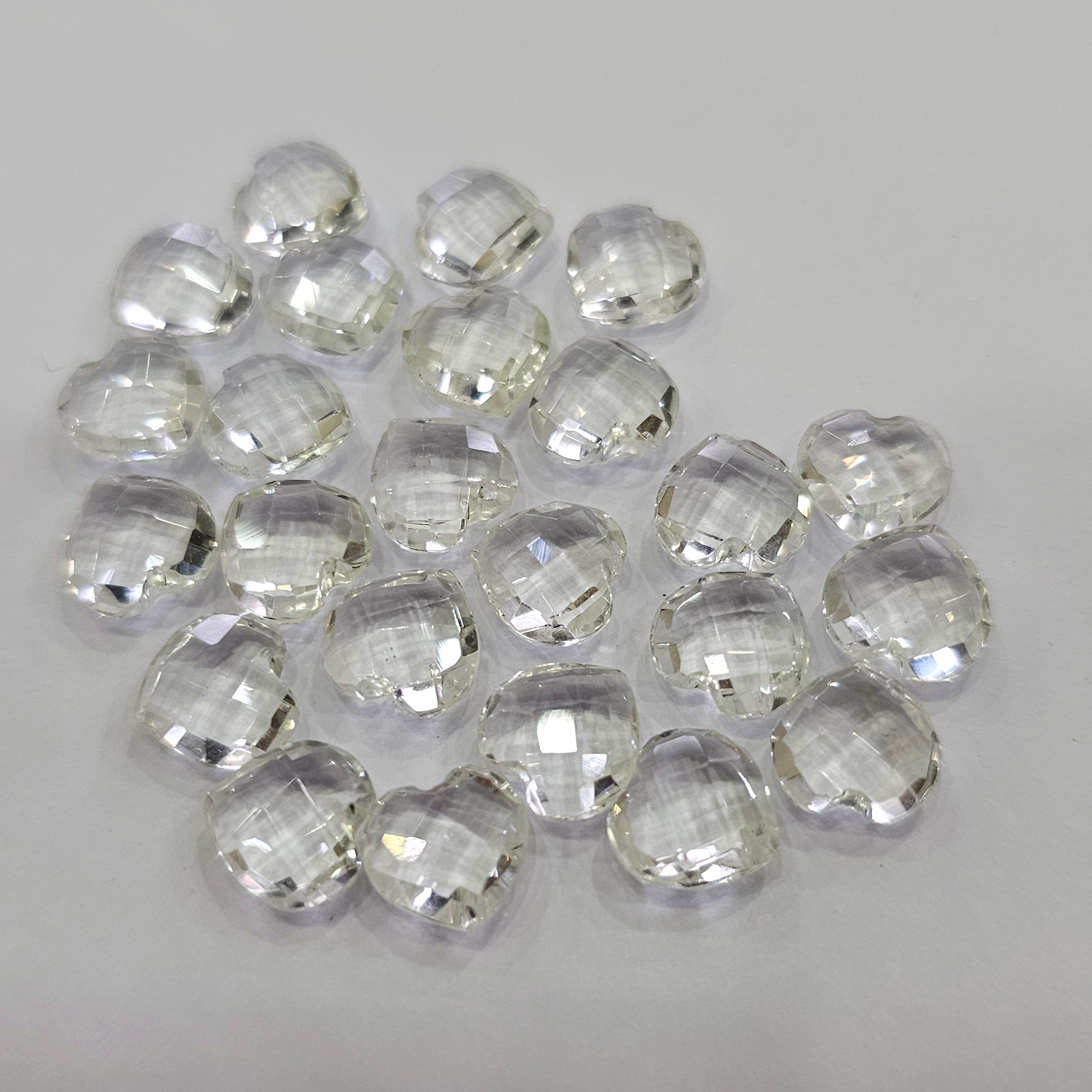 24Pcs Natural Clear Quartz Chaker Cut | Heart | Size:8mm - The LabradoriteKing