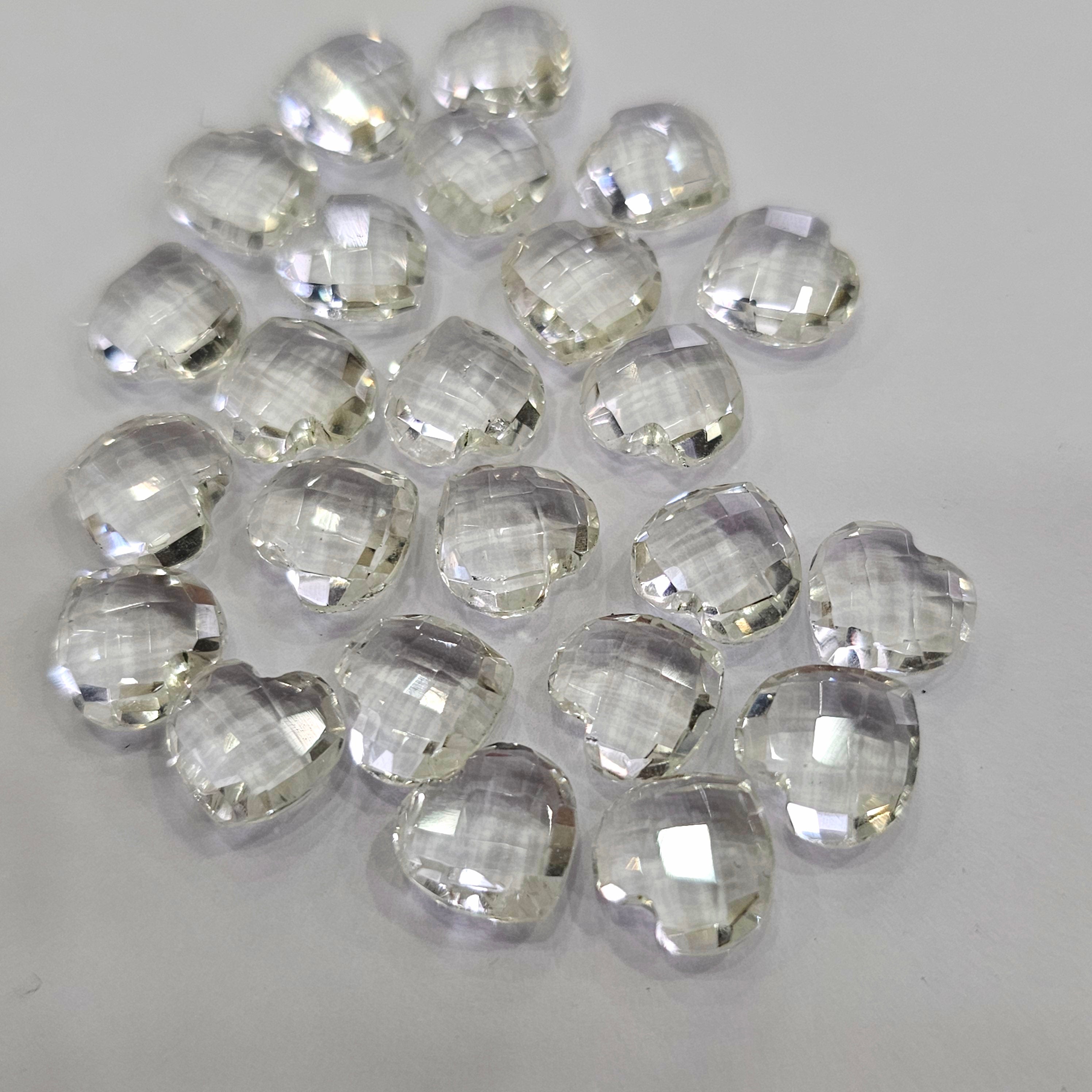 24Pcs Natural Clear Quartz Chaker Cut | Heart | Size:8mm - The LabradoriteKing