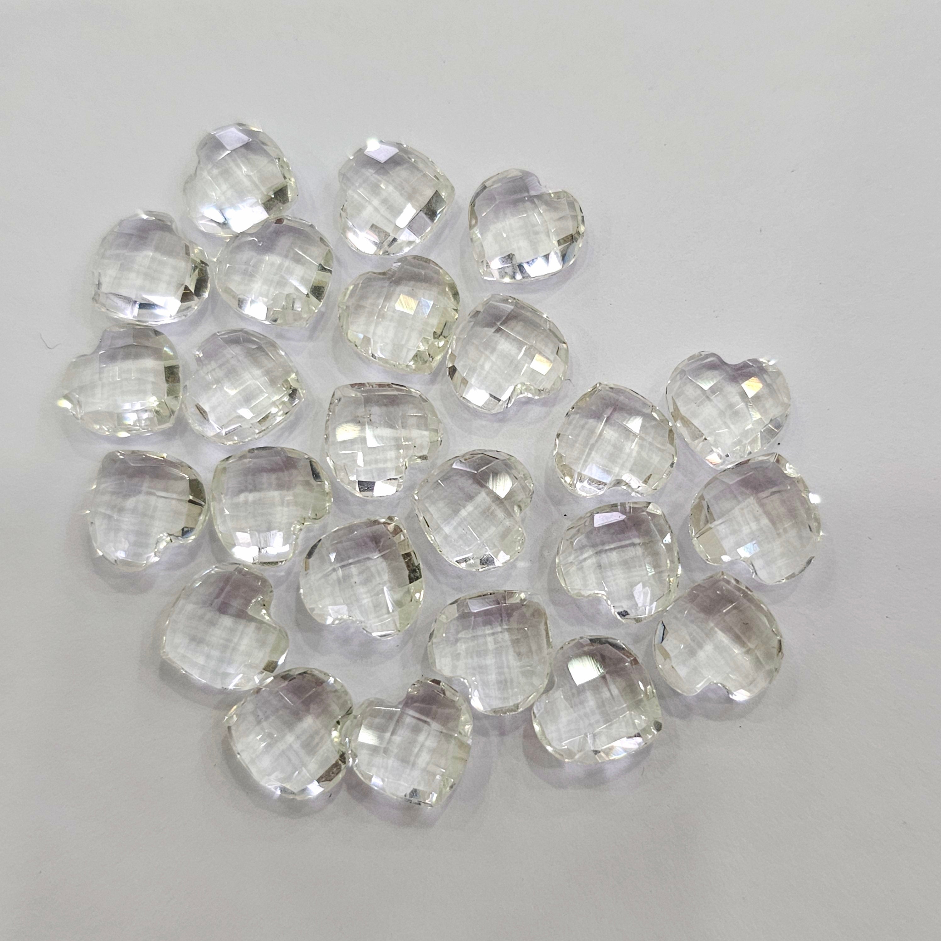 24Pcs Natural Clear Quartz Chaker Cut | Heart | Size:8mm - The LabradoriteKing