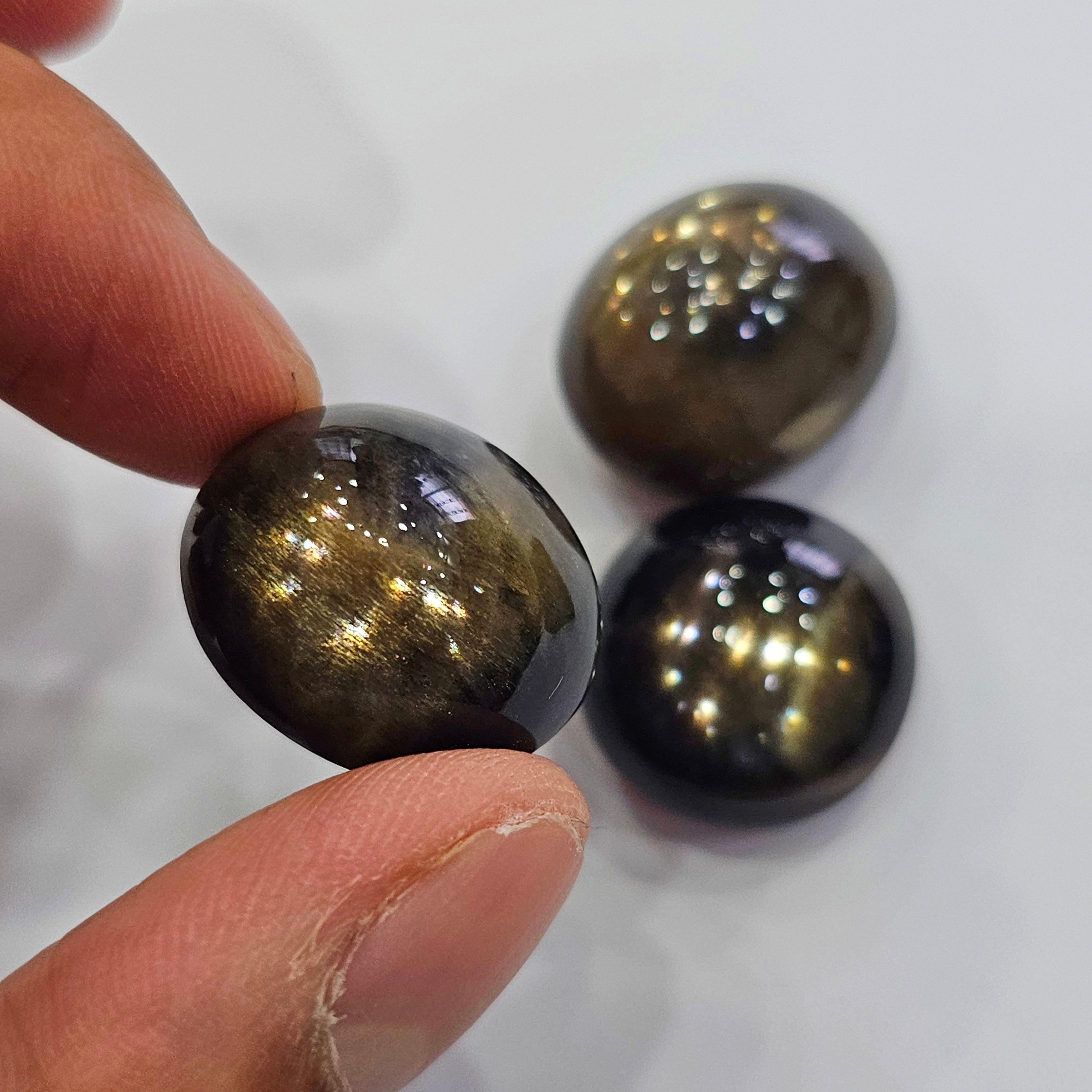 3pcs Black Stare Supphire From Thailand | Mix Shape | Size:22-24mm - The LabradoriteKing