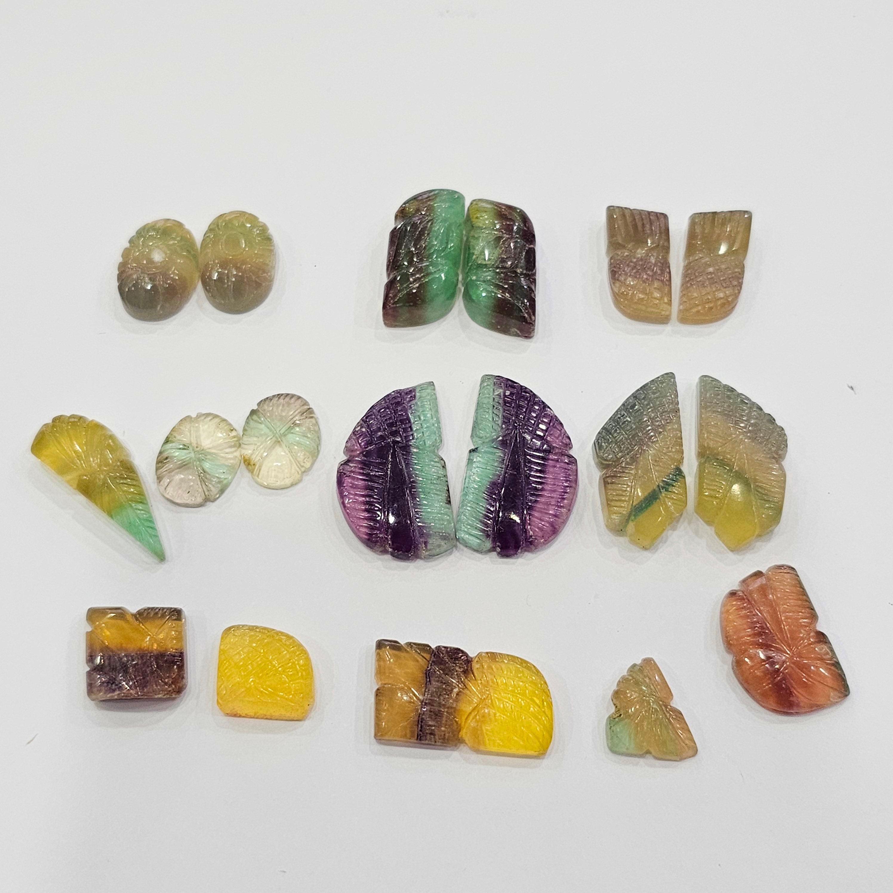18 Natural Flourite Stone Carved | Size: 11-25mm - The LabradoriteKing