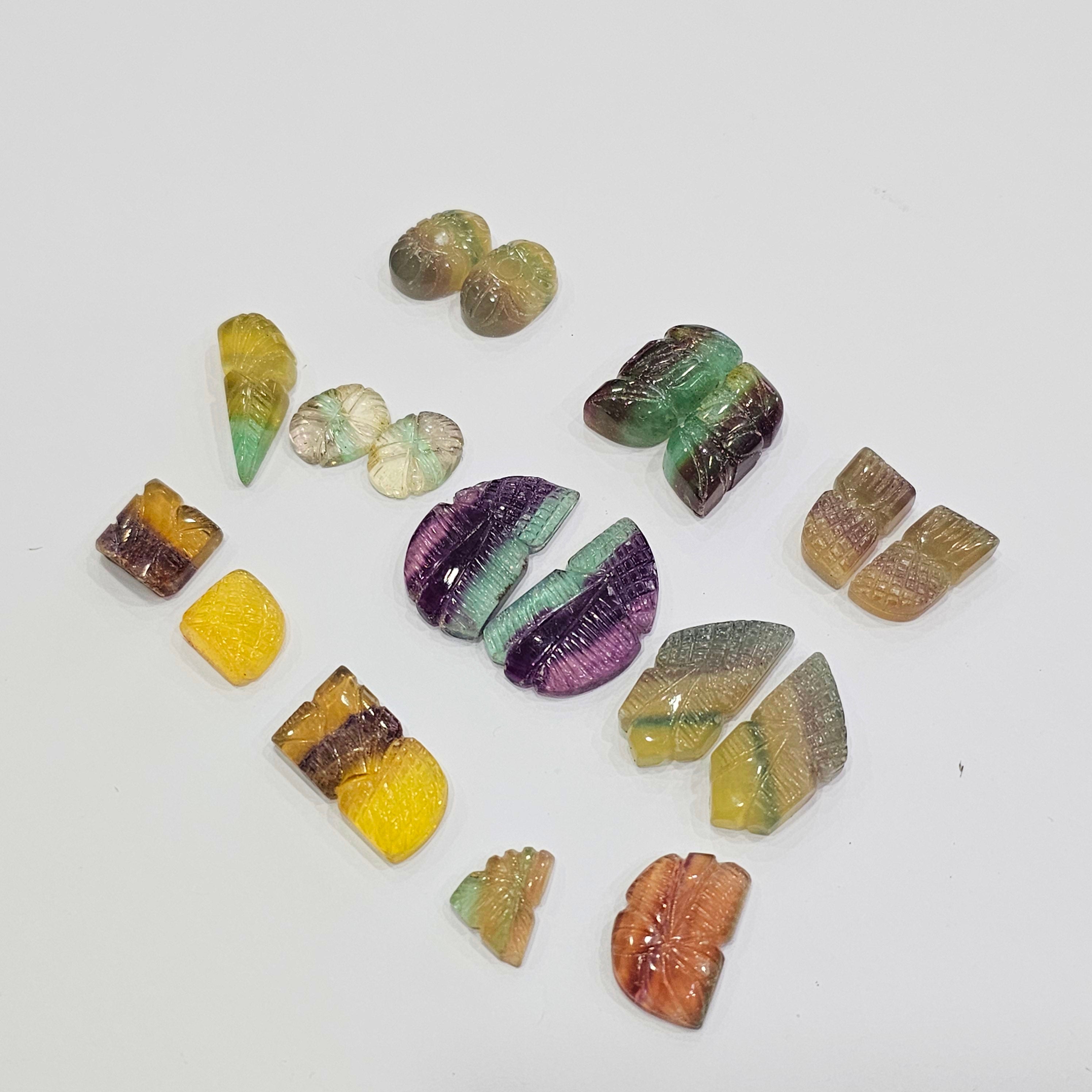 18 Natural Flourite Stone Carved | Size: 11-25mm - The LabradoriteKing