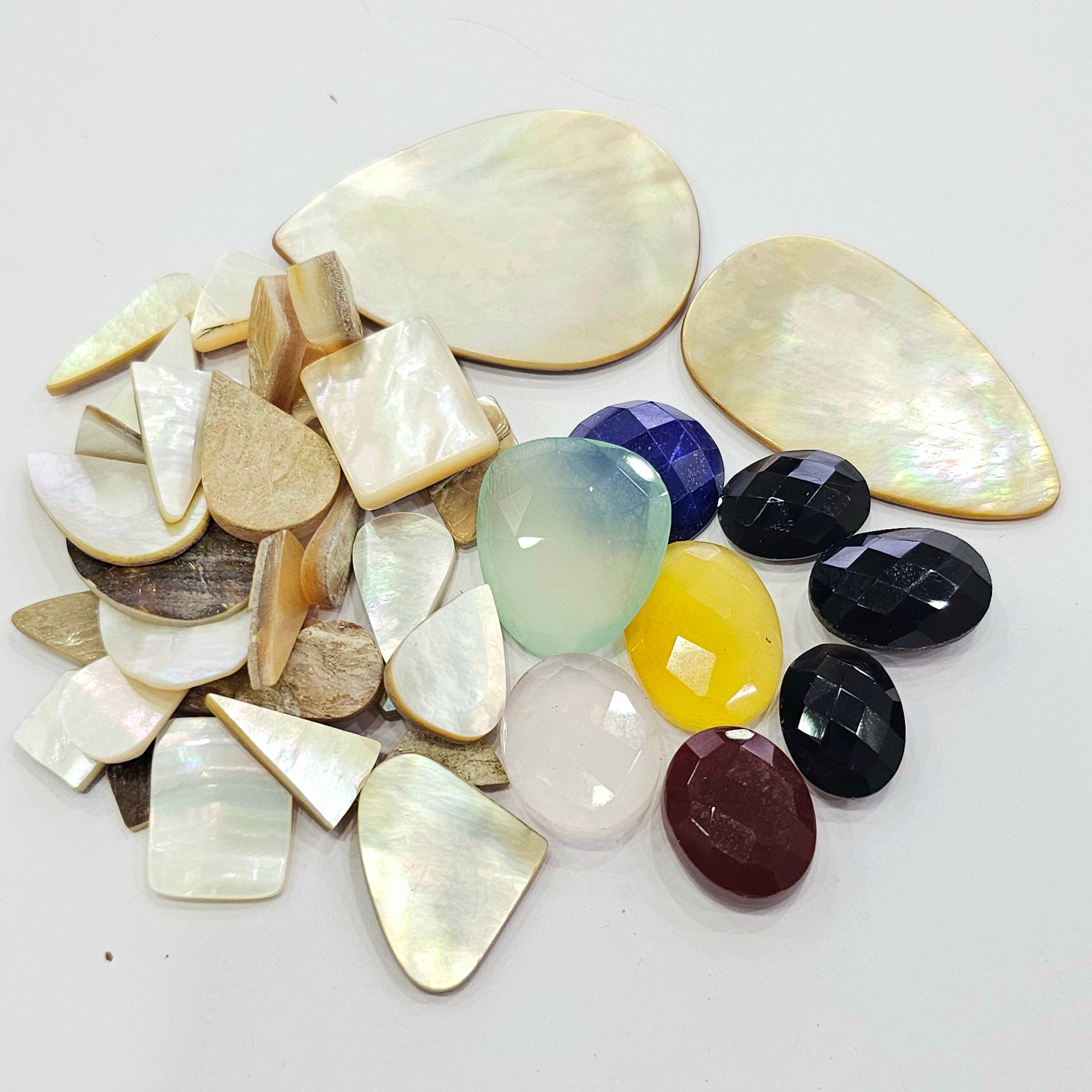 39pcs Natural Onyx & Mother Of Pearl | Mix Shape | Size:10-48mm - The LabradoriteKing