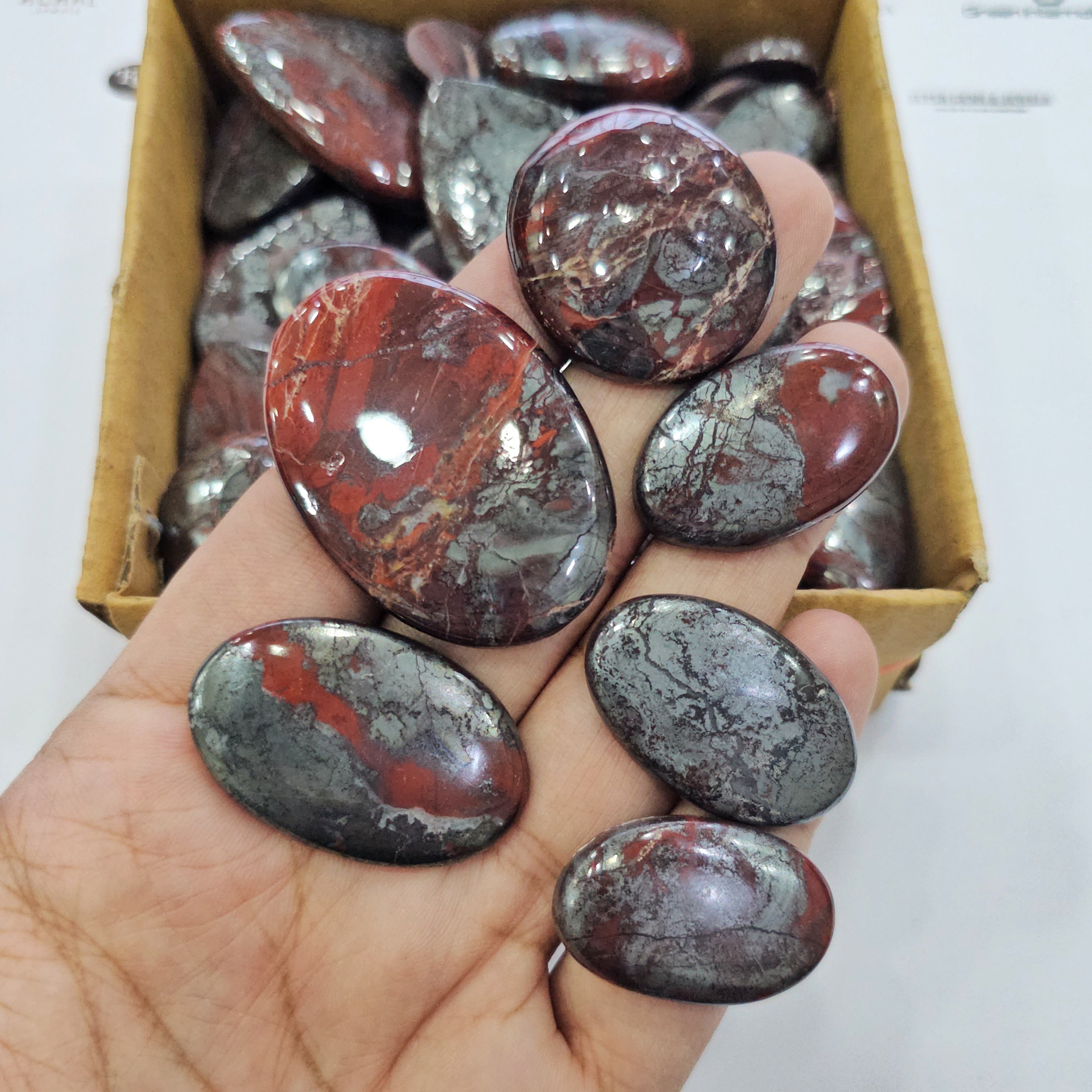 500 Grams of Natural Jaspilite Cabochons | 18-48mm | 40-80pcs - The LabradoriteKing