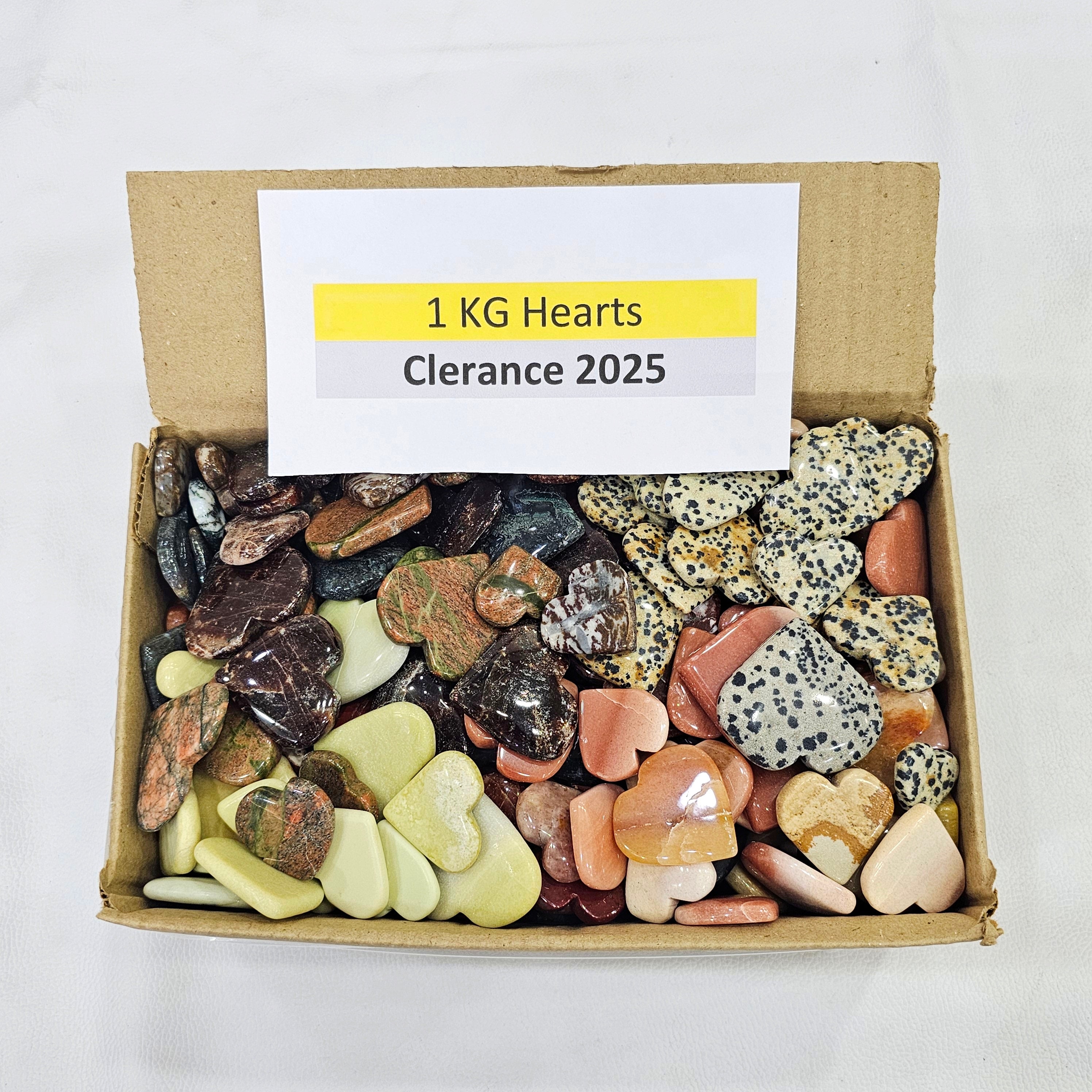 1KG Mixed Heart-Shaped Gemstone Cabochons | 20–40mm | 90–110 Pieces | Assorted Natural Stones - The LabradoriteKing
