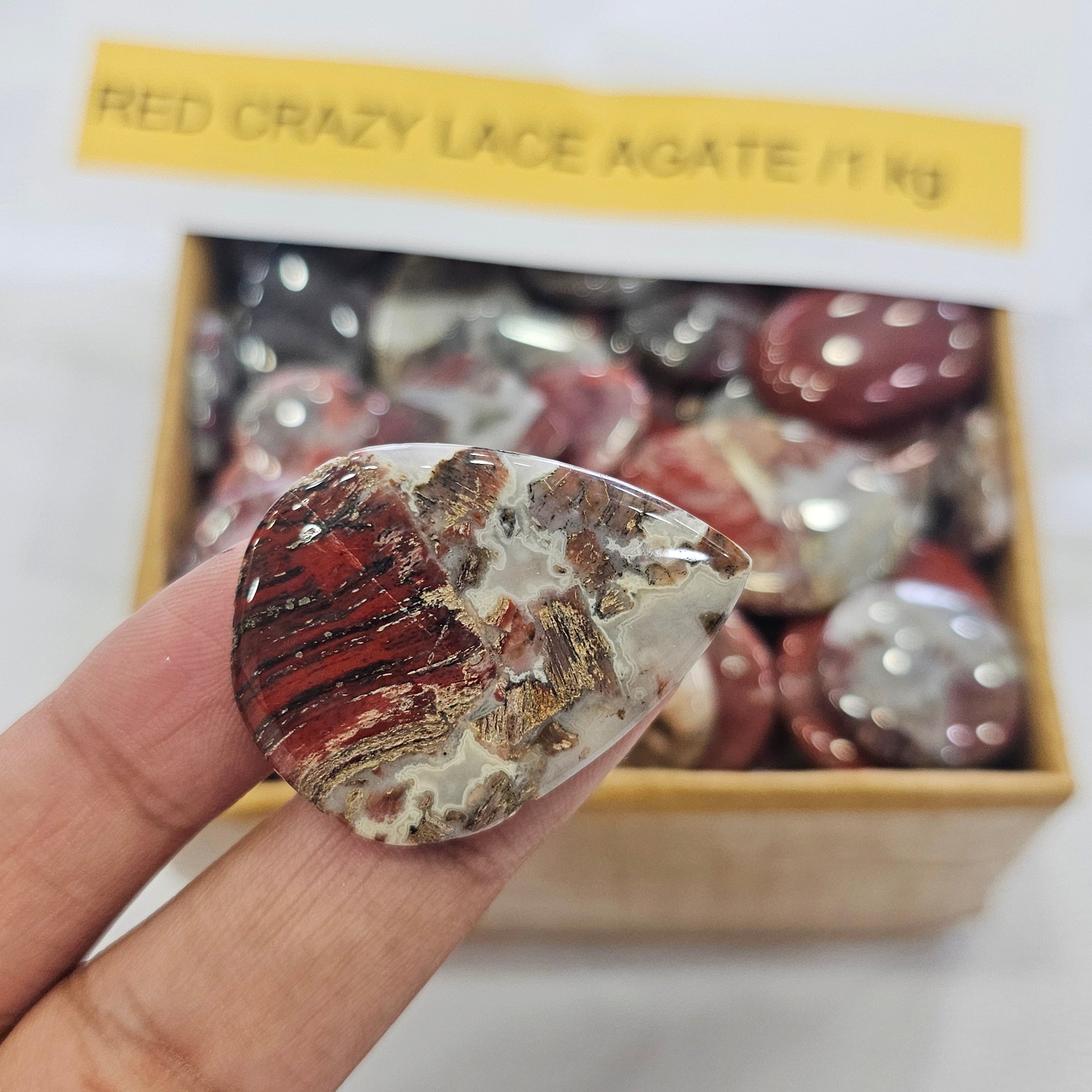 1KG Natural Red Crazy Lace Agate Cabochons | 15–40mm | 170–190 Pcs | Unique Natural Patterns - The LabradoriteKing