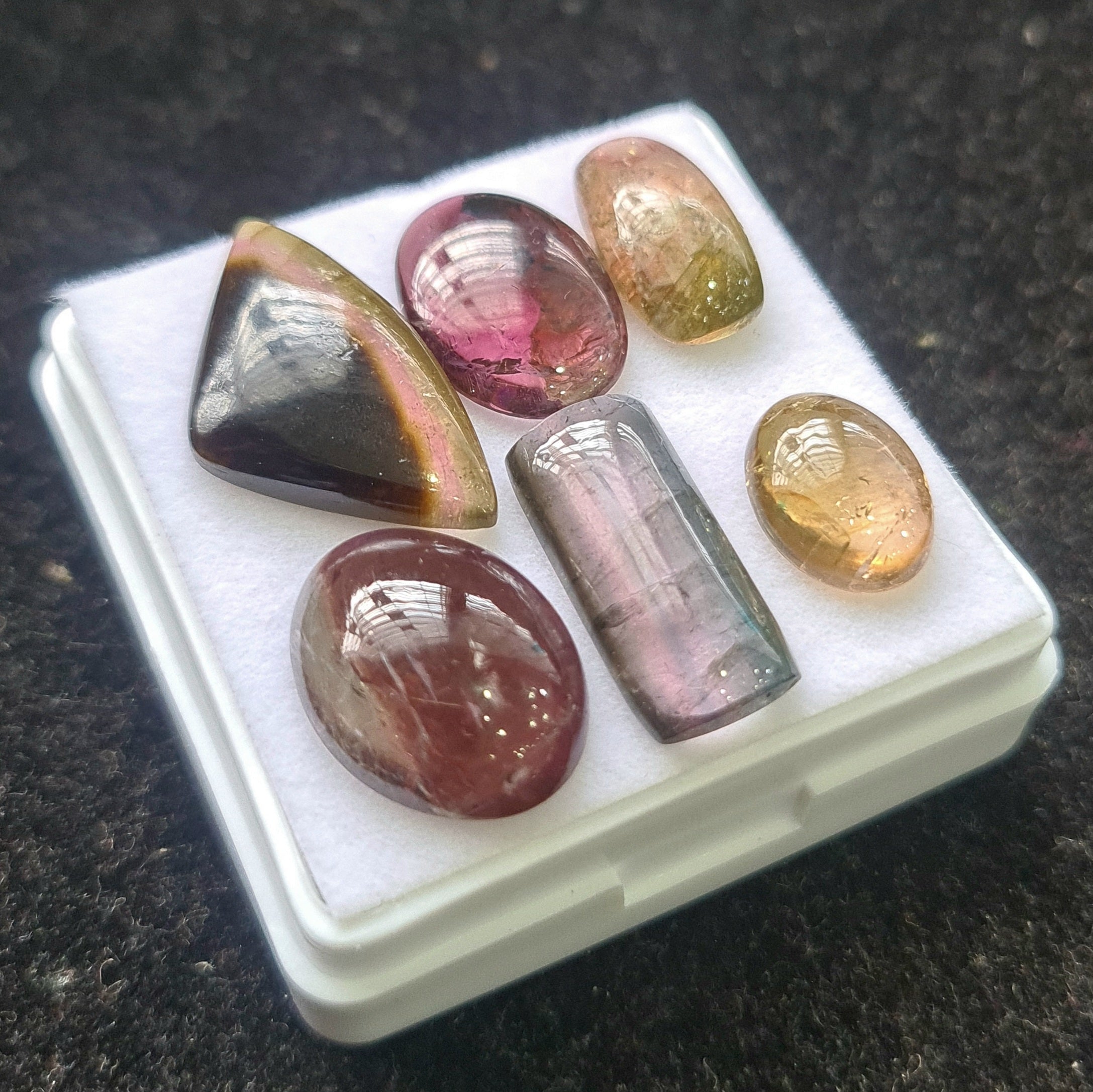 6 Pcs Natural Tourmaline Cabochon |Mix| Size: 22-11mm - The LabradoriteKing