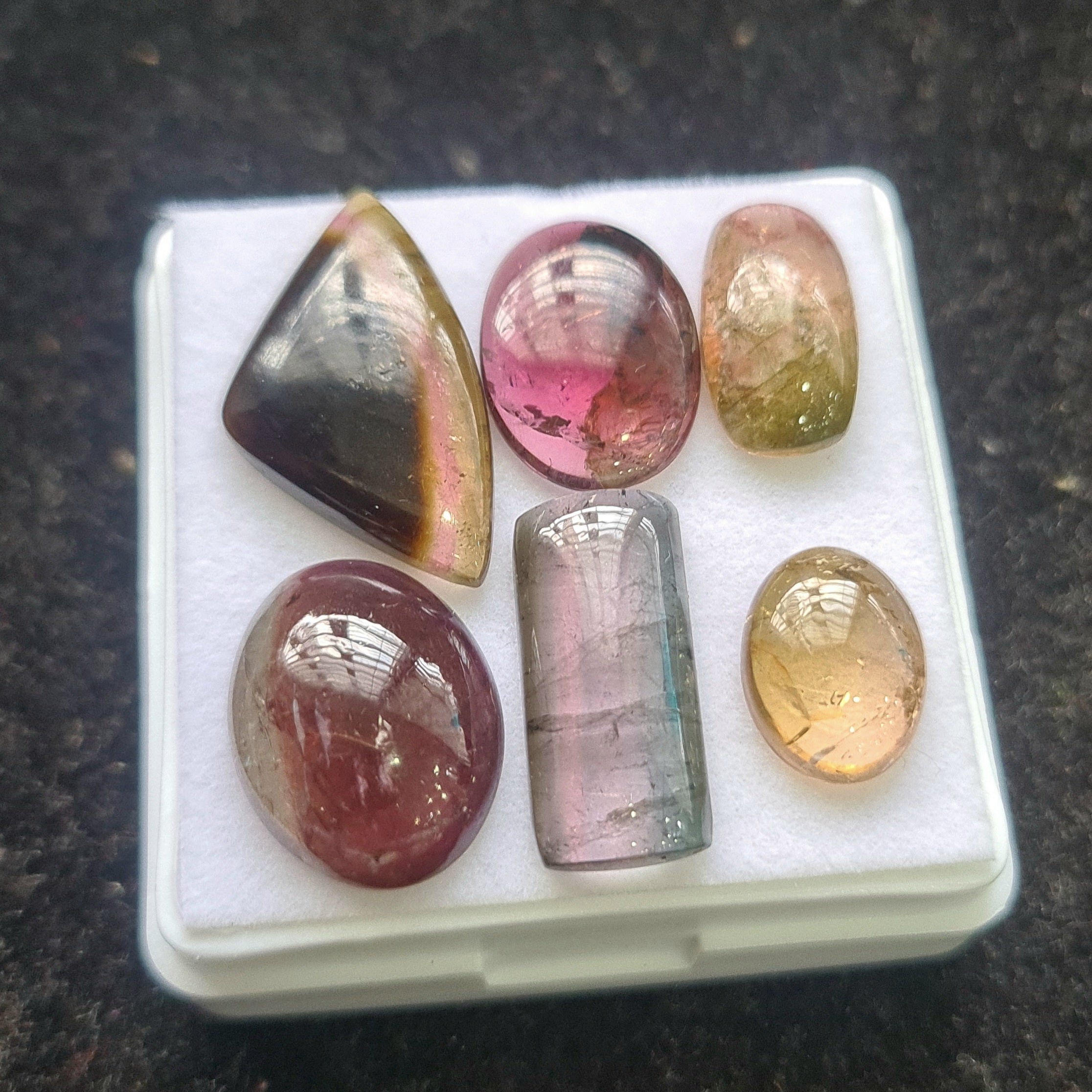 6 Pcs Natural Tourmaline Cabochon |Mix| Size: 22-11mm - The LabradoriteKing