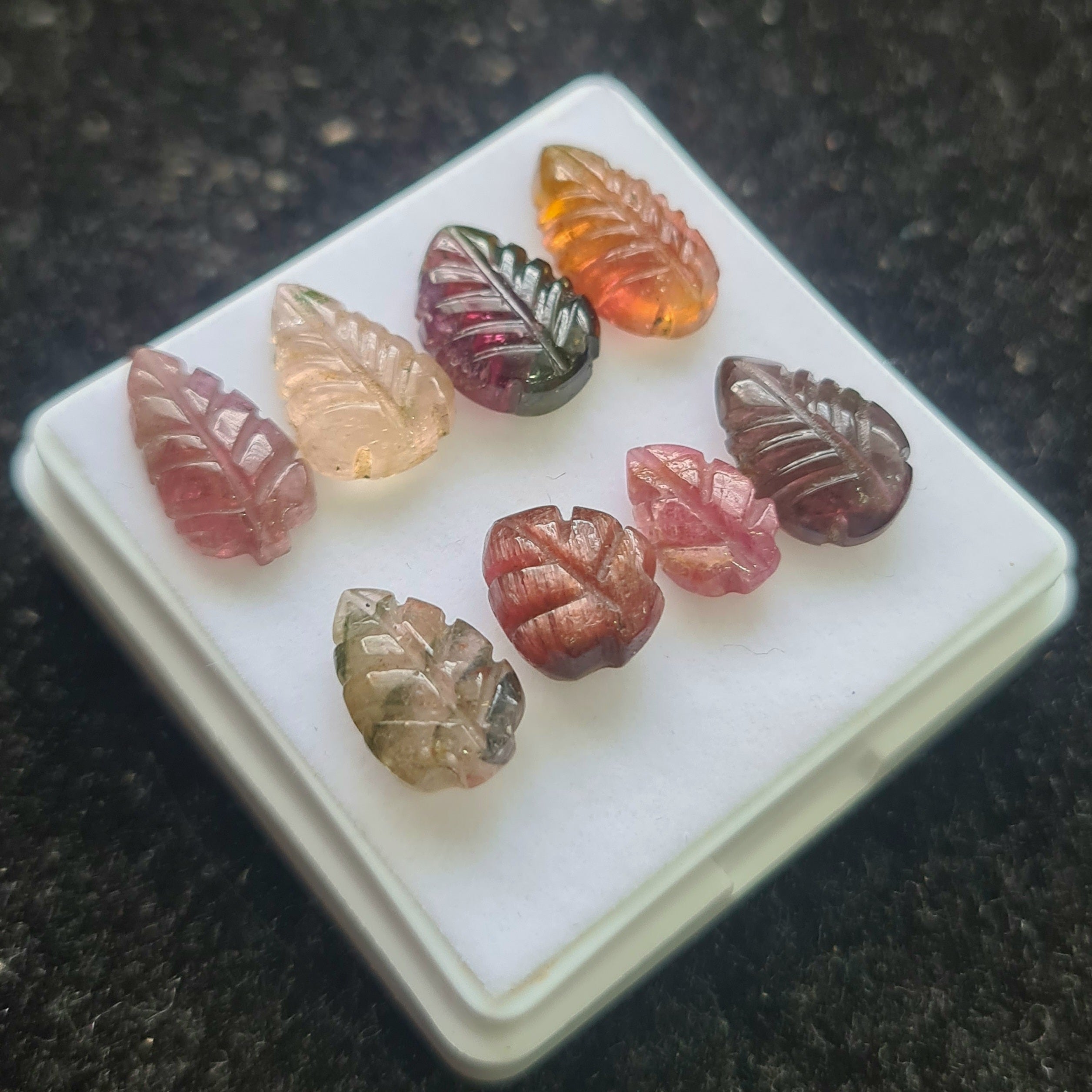 8 Pcs Natural Tourmaline Leaf Carved |Pear| Size: 10-14mm - The LabradoriteKing