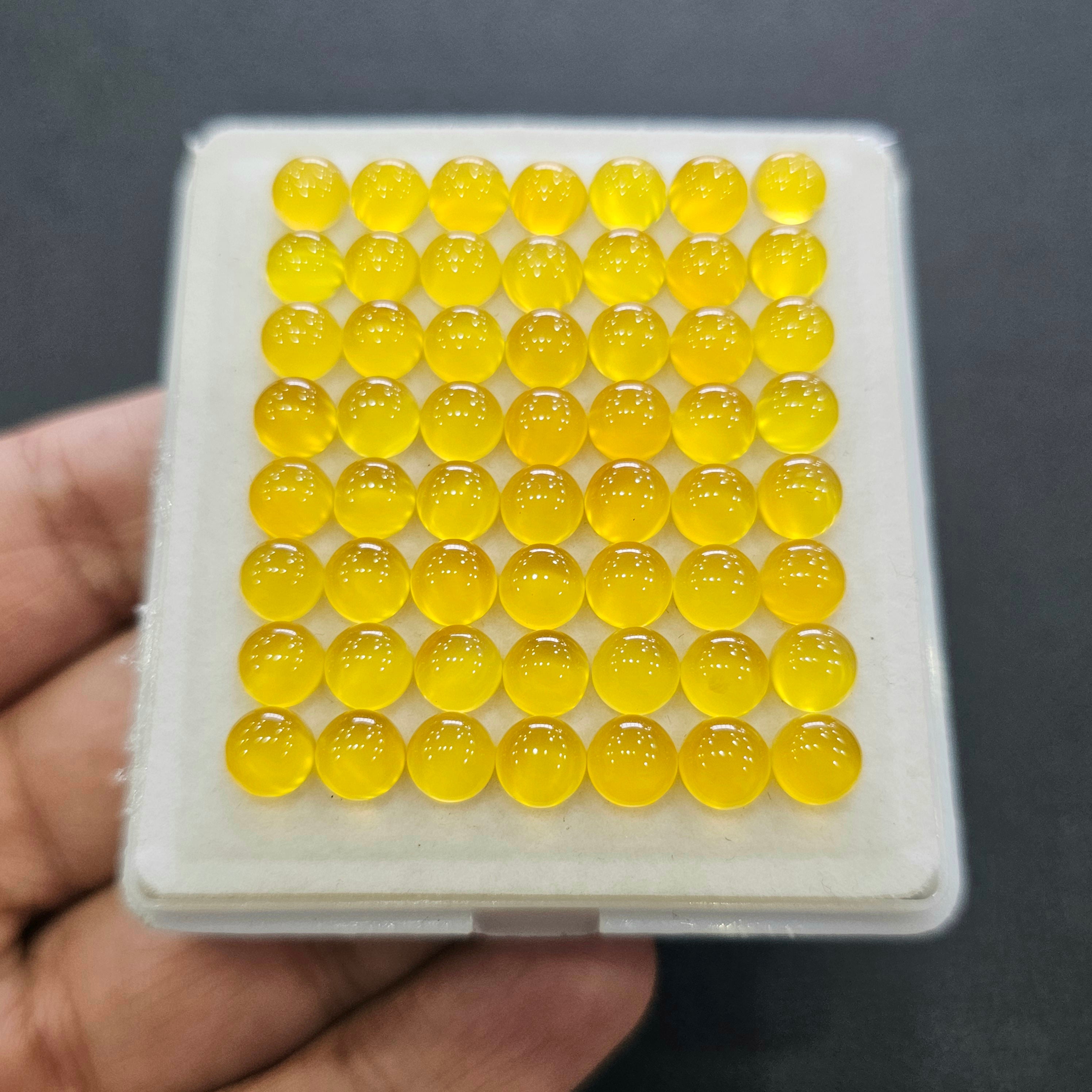 56pcs Natural Yellow Chalcedony Cabochon | Round | 6mm - The LabradoriteKing