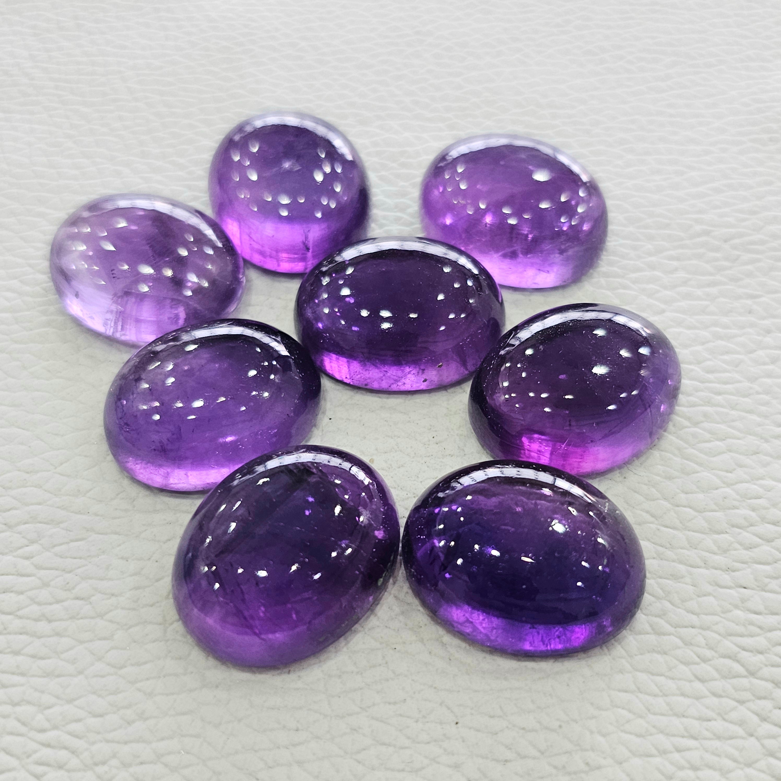 7Pcs Of Natural Amethyst Cabochon | Oval | Size:21x17mm - The LabradoriteKing