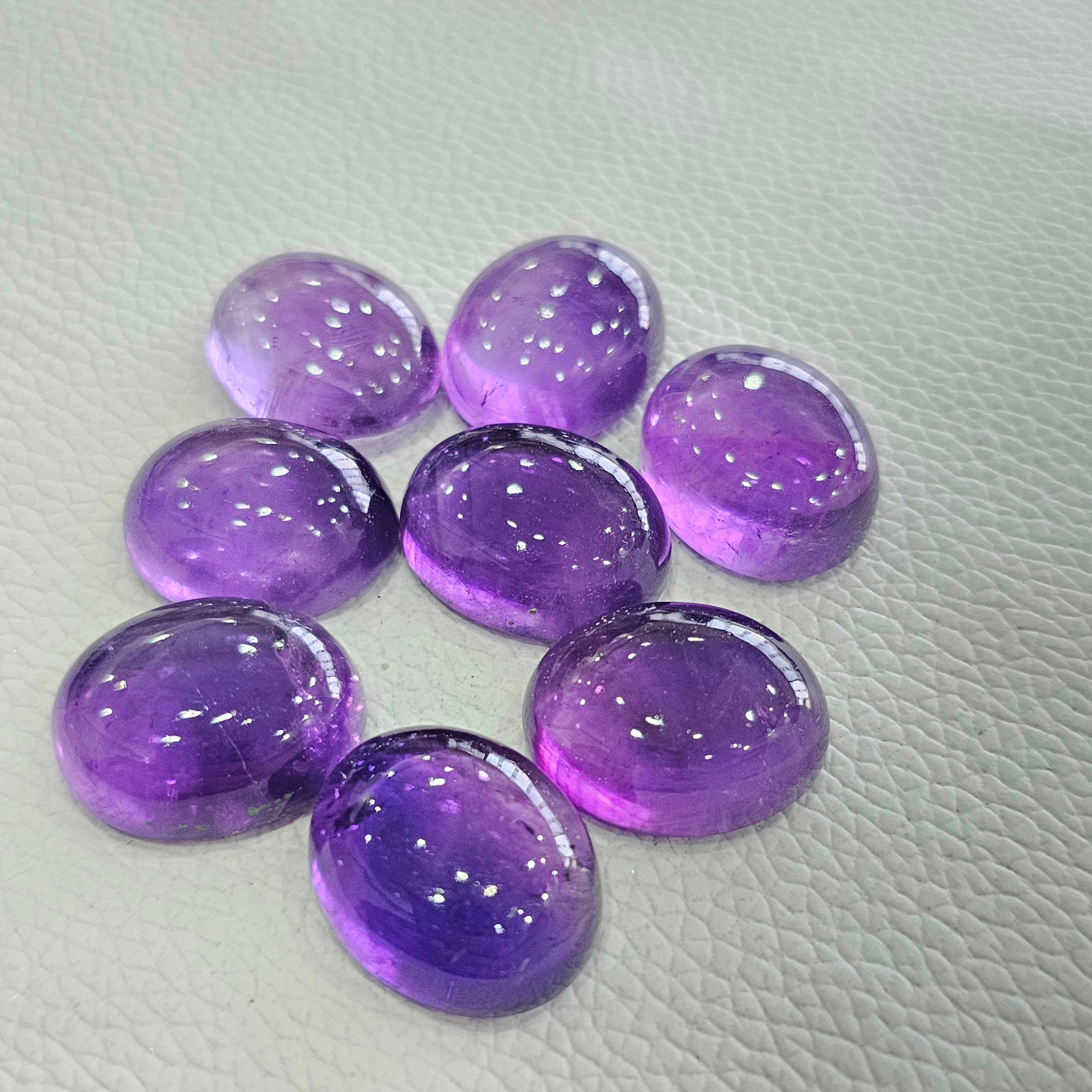 7Pcs Of Natural Amethyst Cabochon | Oval | Size:21x17mm - The LabradoriteKing