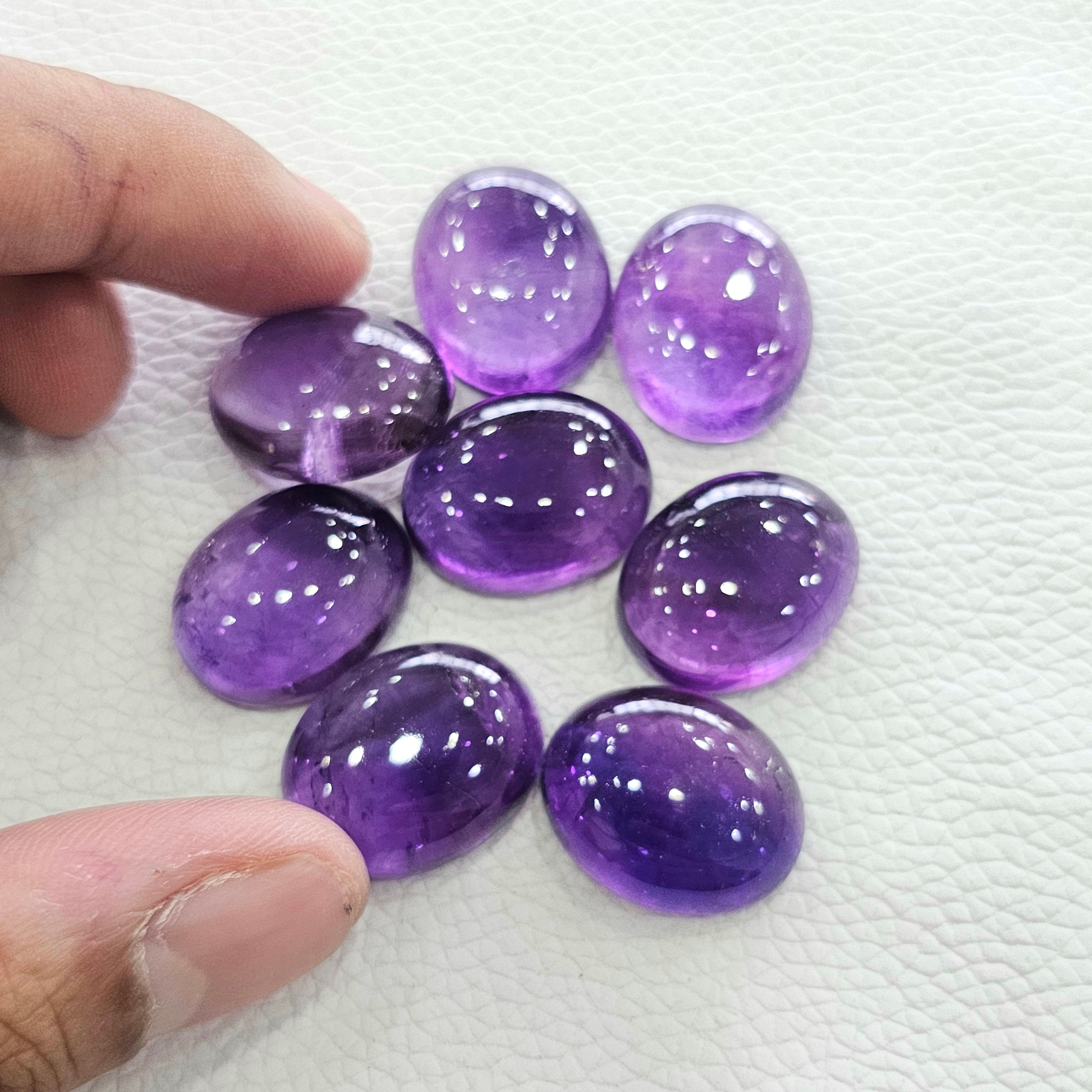 7Pcs Of Natural Amethyst Cabochon | Oval | Size:21x17mm - The LabradoriteKing