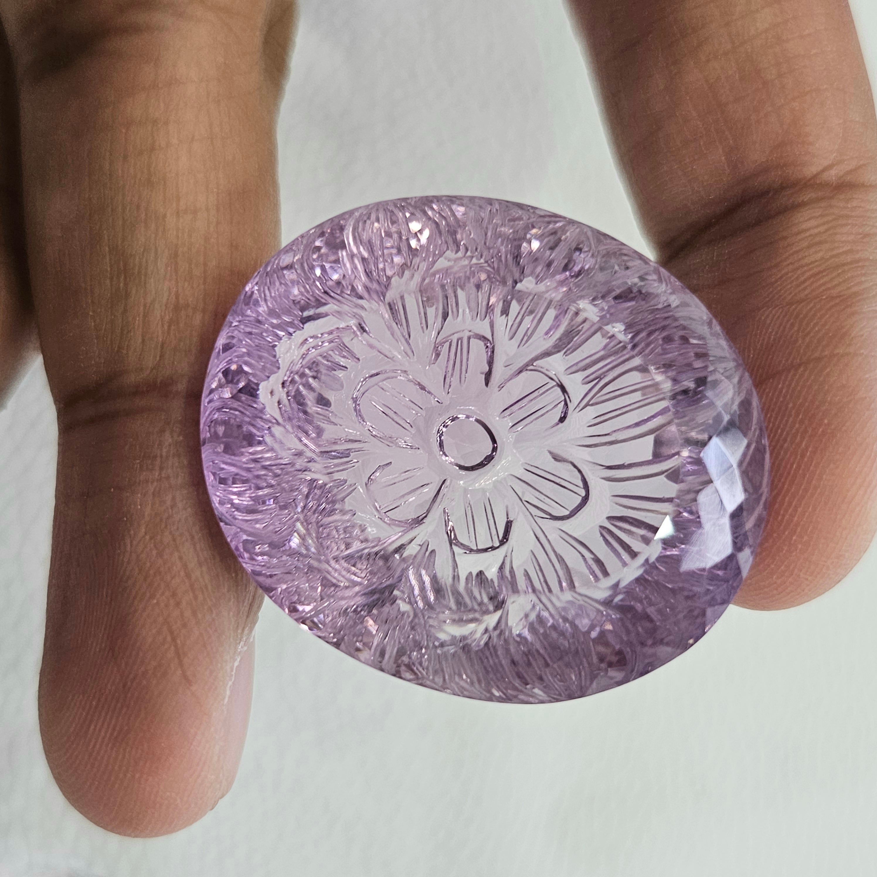 Natural Amethyst Carved | Oval | Size:35x30mm - The LabradoriteKing