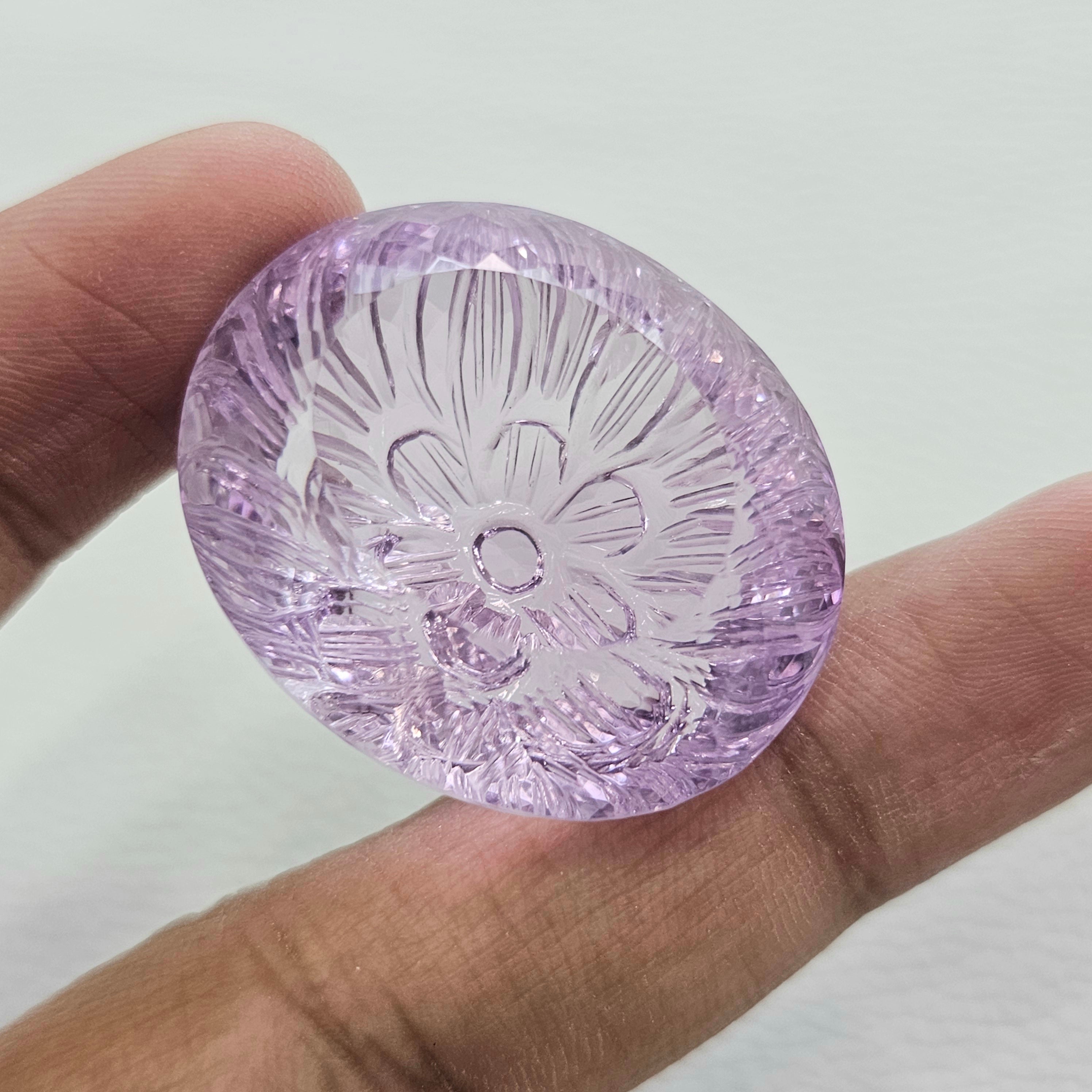 Natural Amethyst Carved | Oval | Size:35x30mm - The LabradoriteKing