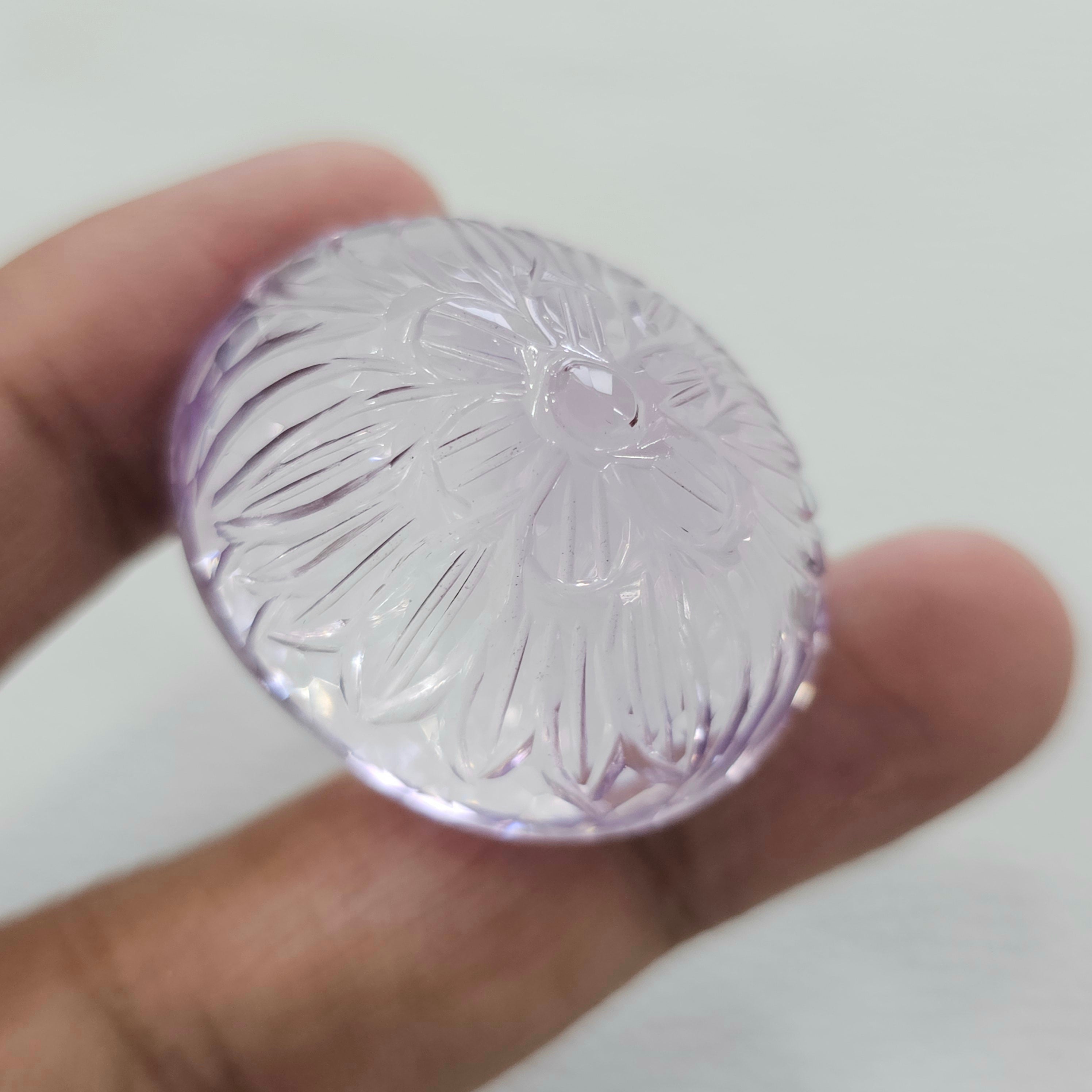 Natural Amethyst Carved | Oval | Size:35x30mm - The LabradoriteKing