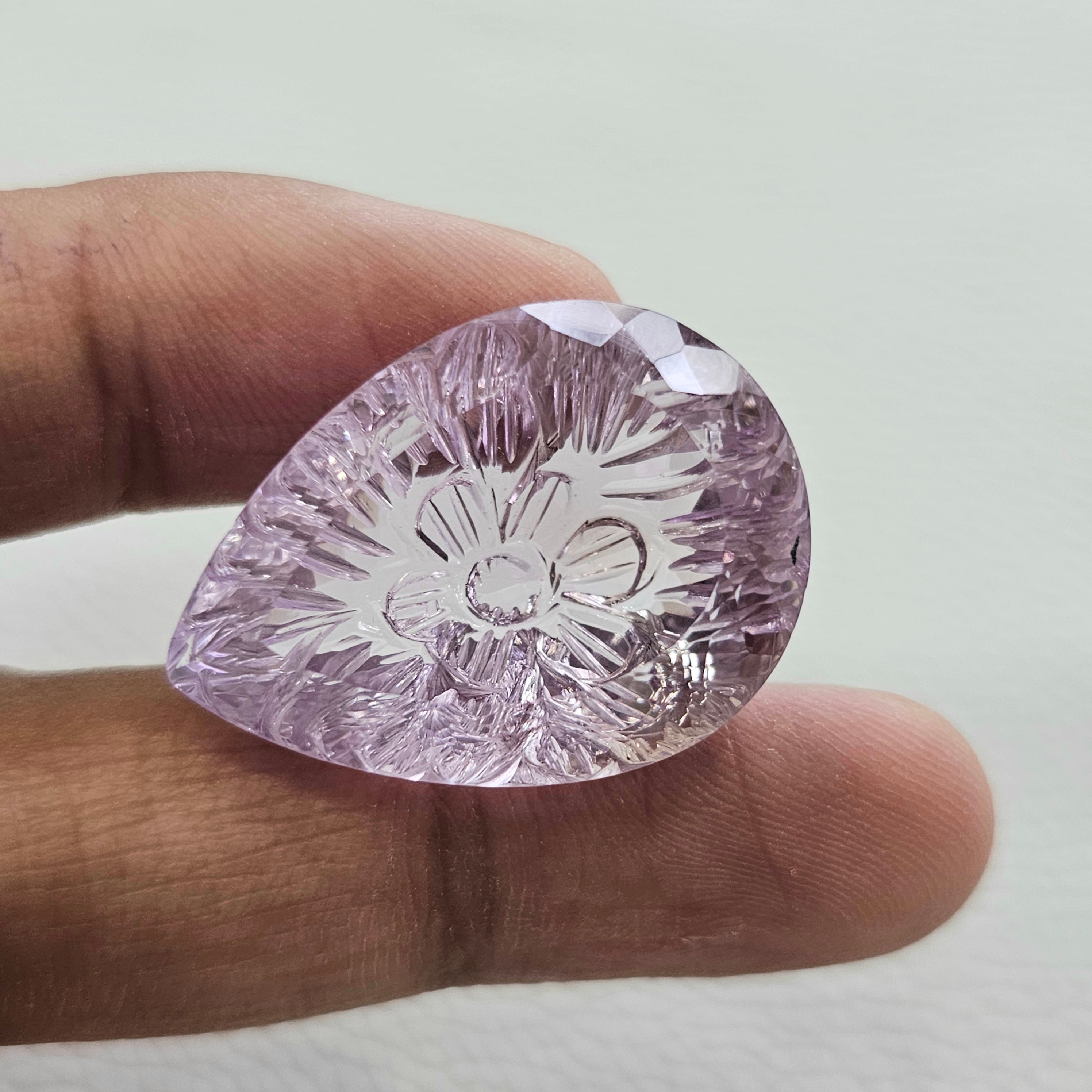 Natural Amethyst Carved | Pear | Size:30x22mm - The LabradoriteKing