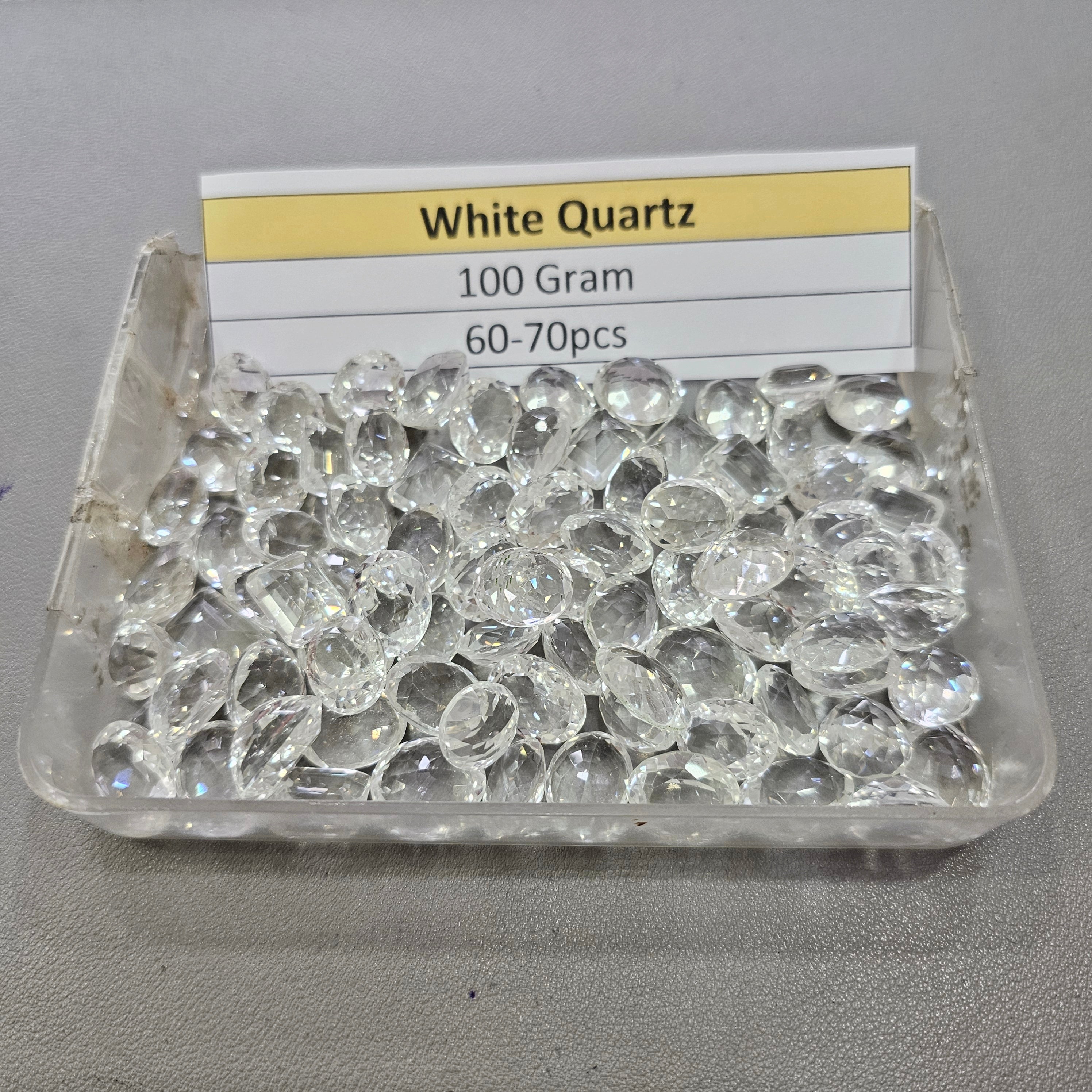 100 Grams Natural white Quartz Faceted | 12–16mm | 60–70 Pcs | Clean Clarity - The LabradoriteKing
