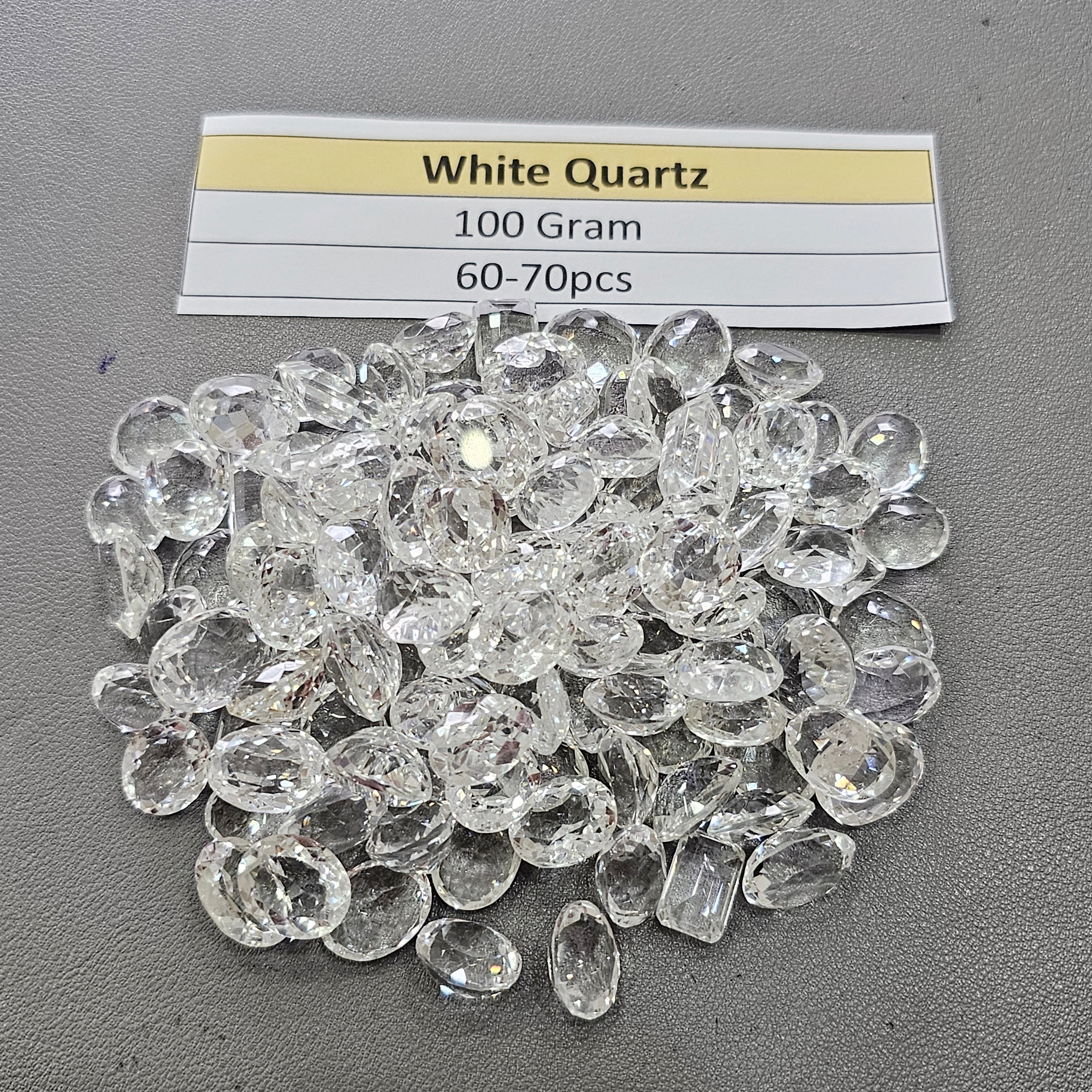 100 Grams Natural white Quartz Faceted | 12–16mm | 60–70 Pcs | Clean Clarity - The LabradoriteKing