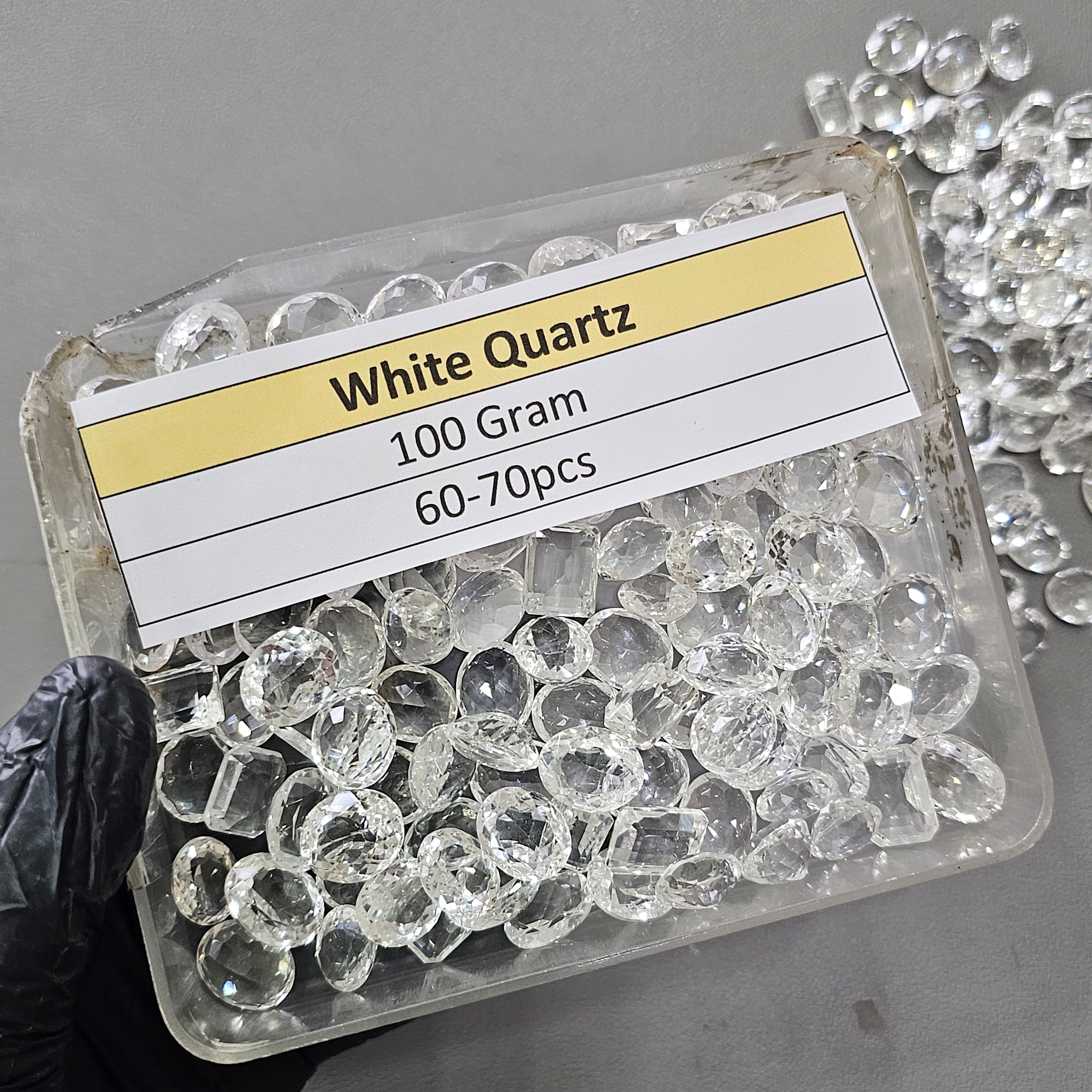 100 Grams Natural white Quartz Faceted | 12–16mm | 60–70 Pcs | Clean Clarity - The LabradoriteKing