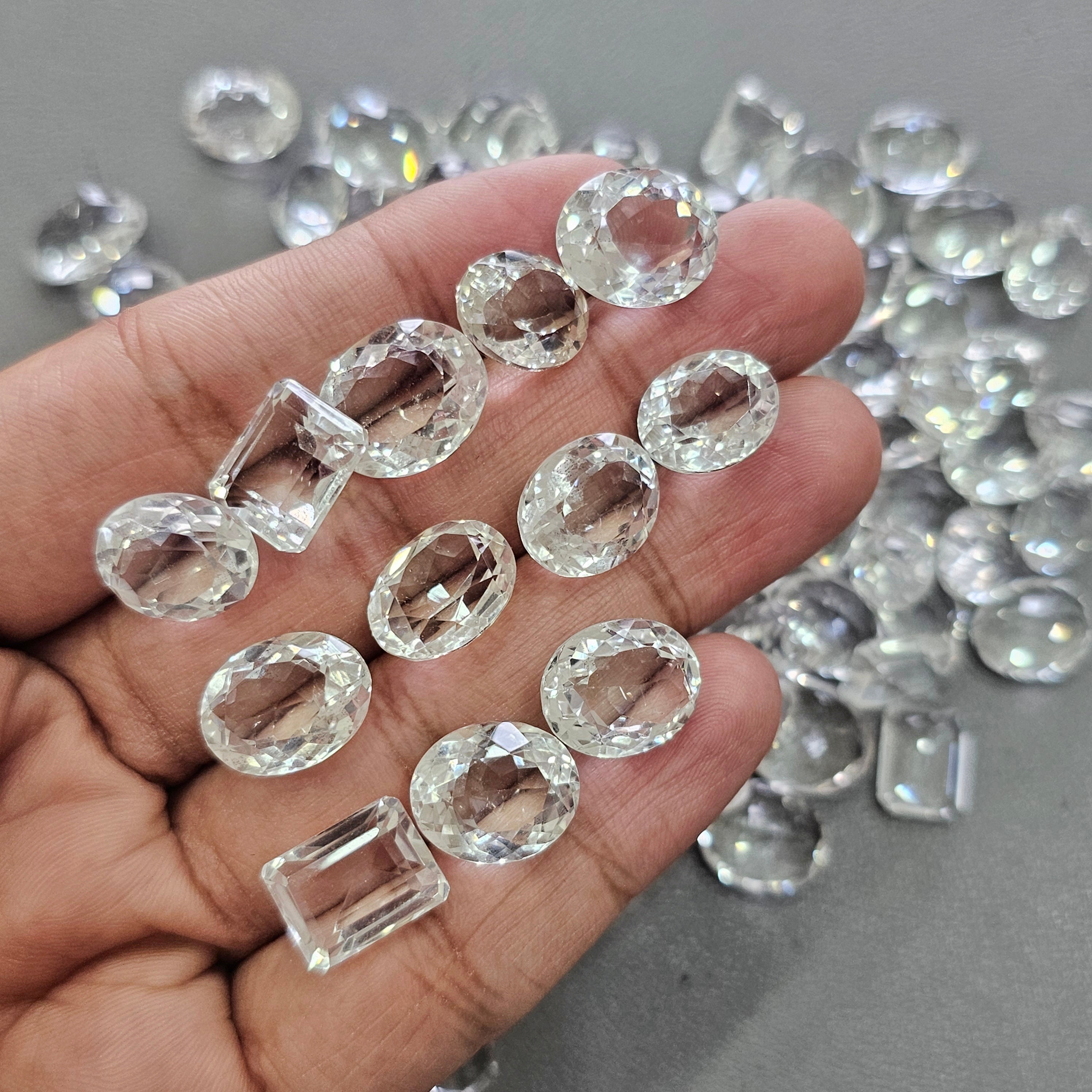 100 Grams Natural white Quartz Faceted | 12–16mm | 60–70 Pcs | Clean Clarity - The LabradoriteKing