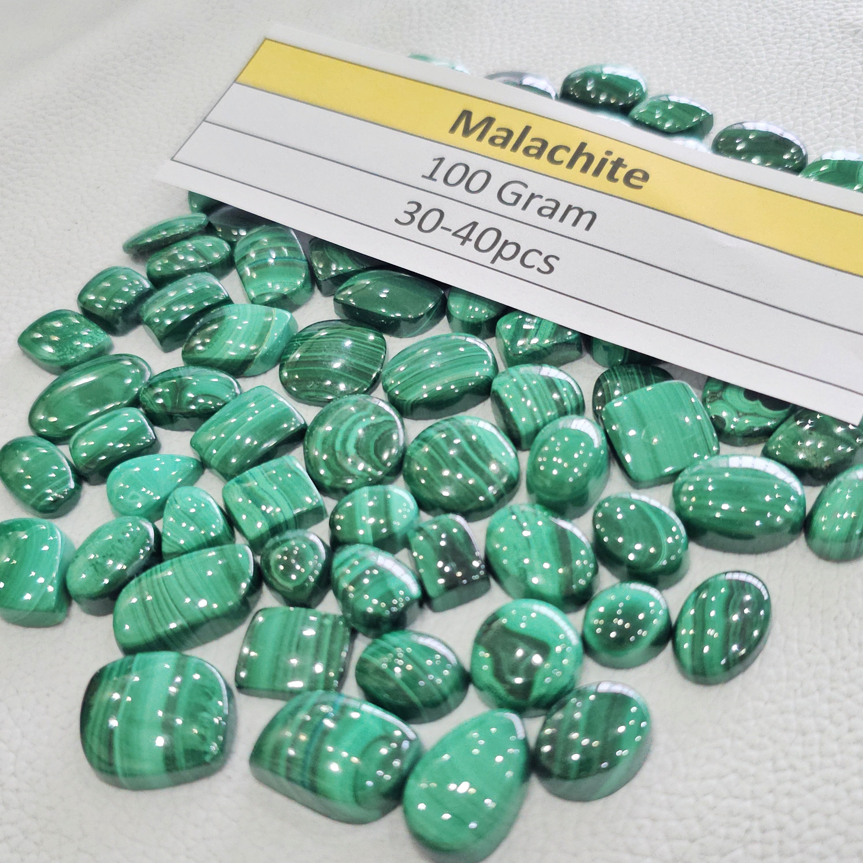 100 Grams Natural Malachite Cabochons | 12–25mm | 30–40 Pcs | Rich Green Gemstones - The LabradoriteKing