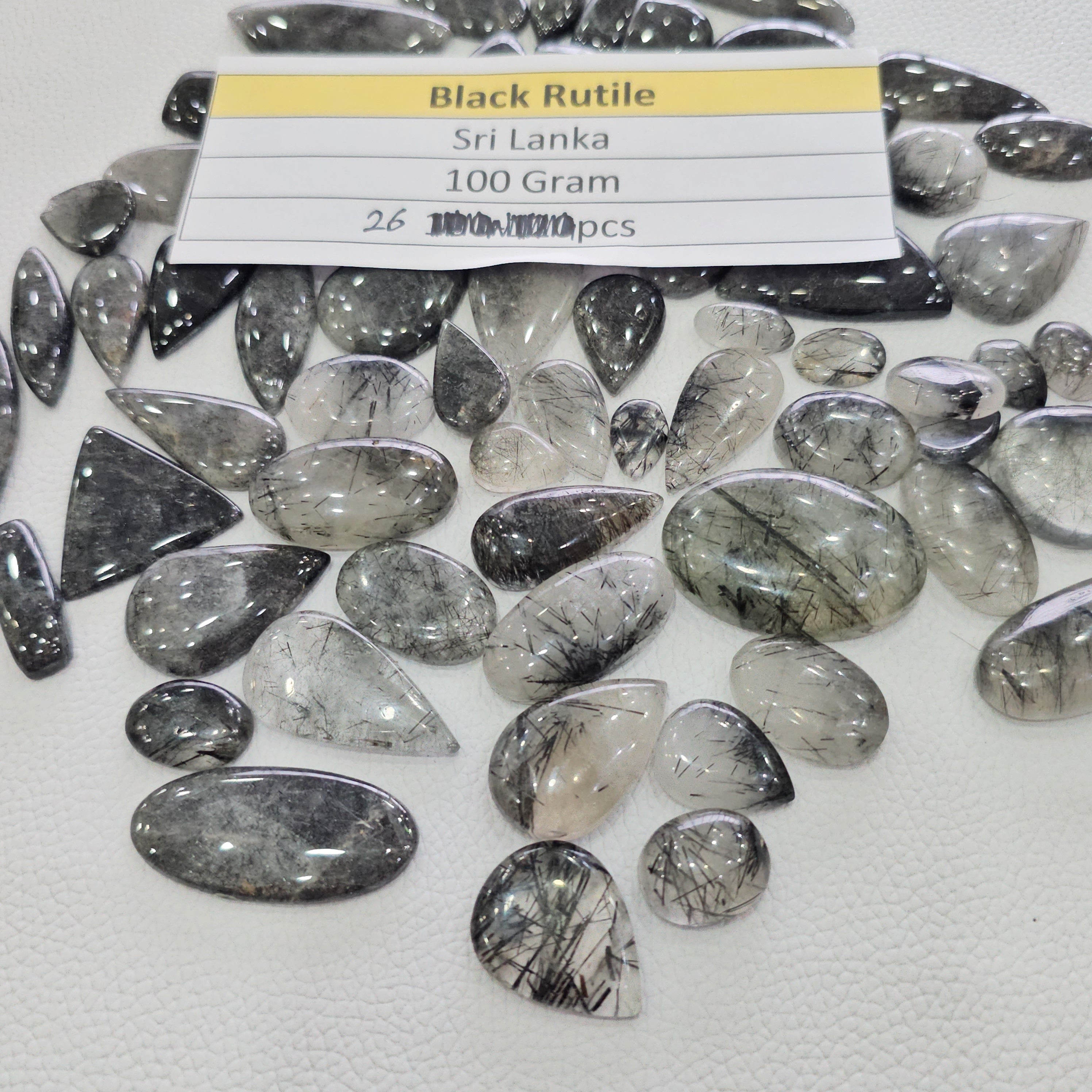 100 Grams of Sri Lankan Black Rutile Quartz | 12–40mm | 26–30 Pcs | - The LabradoriteKing
