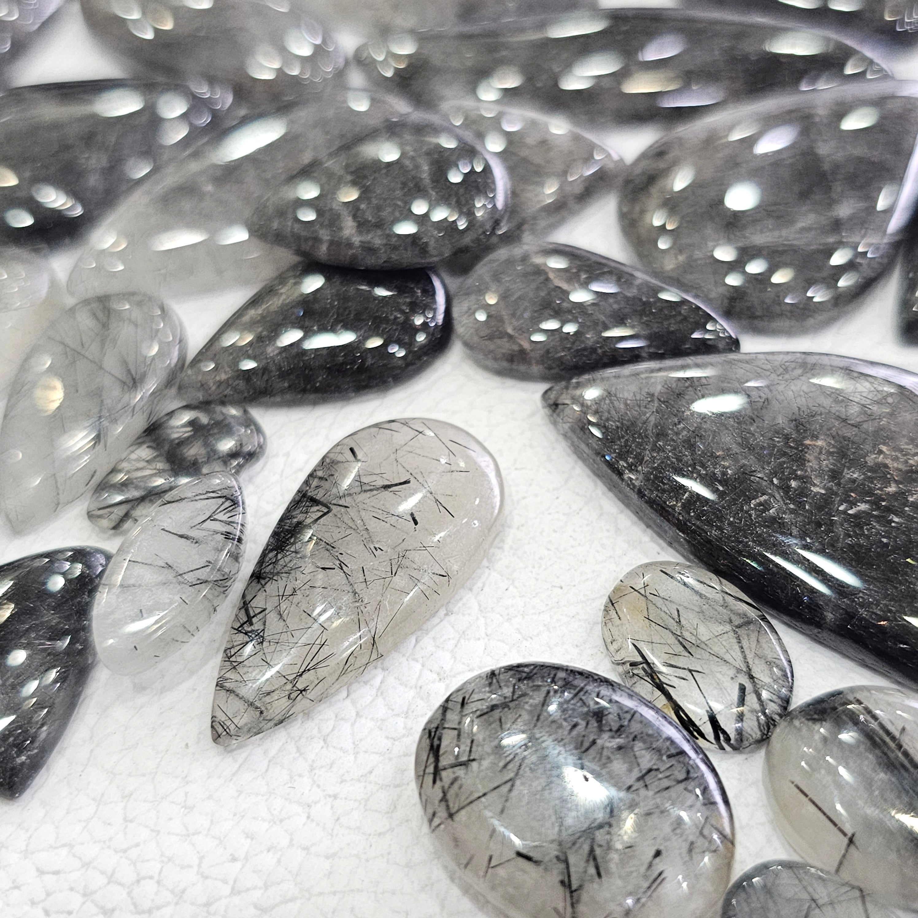 100 Grams of Sri Lankan Black Rutile Quartz | 12–40mm | 26–30 Pcs | - The LabradoriteKing