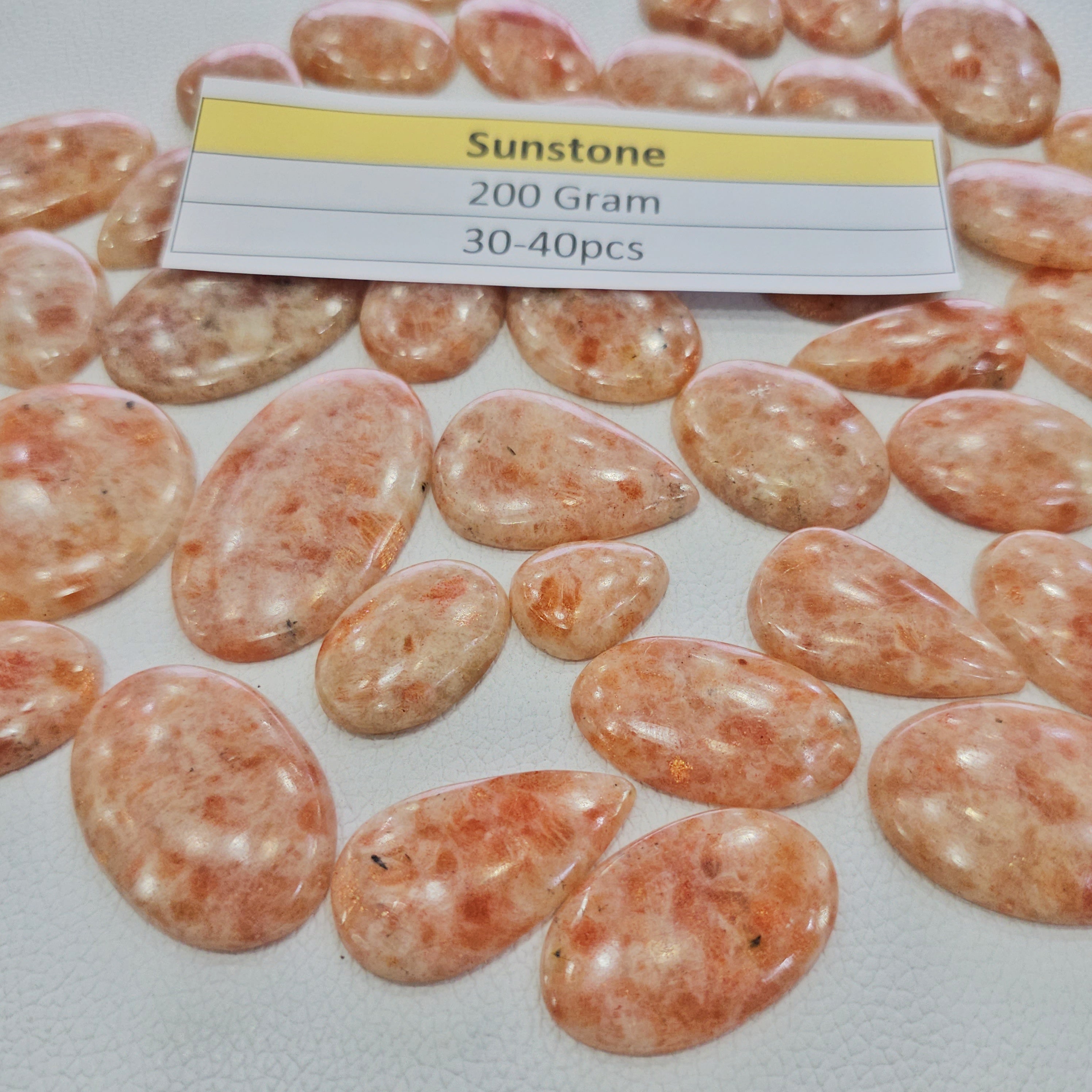 200 Grams Of Sunstone With Golden Petch Flash | 30-40 pcs | 25mm-44mm - The LabradoriteKing