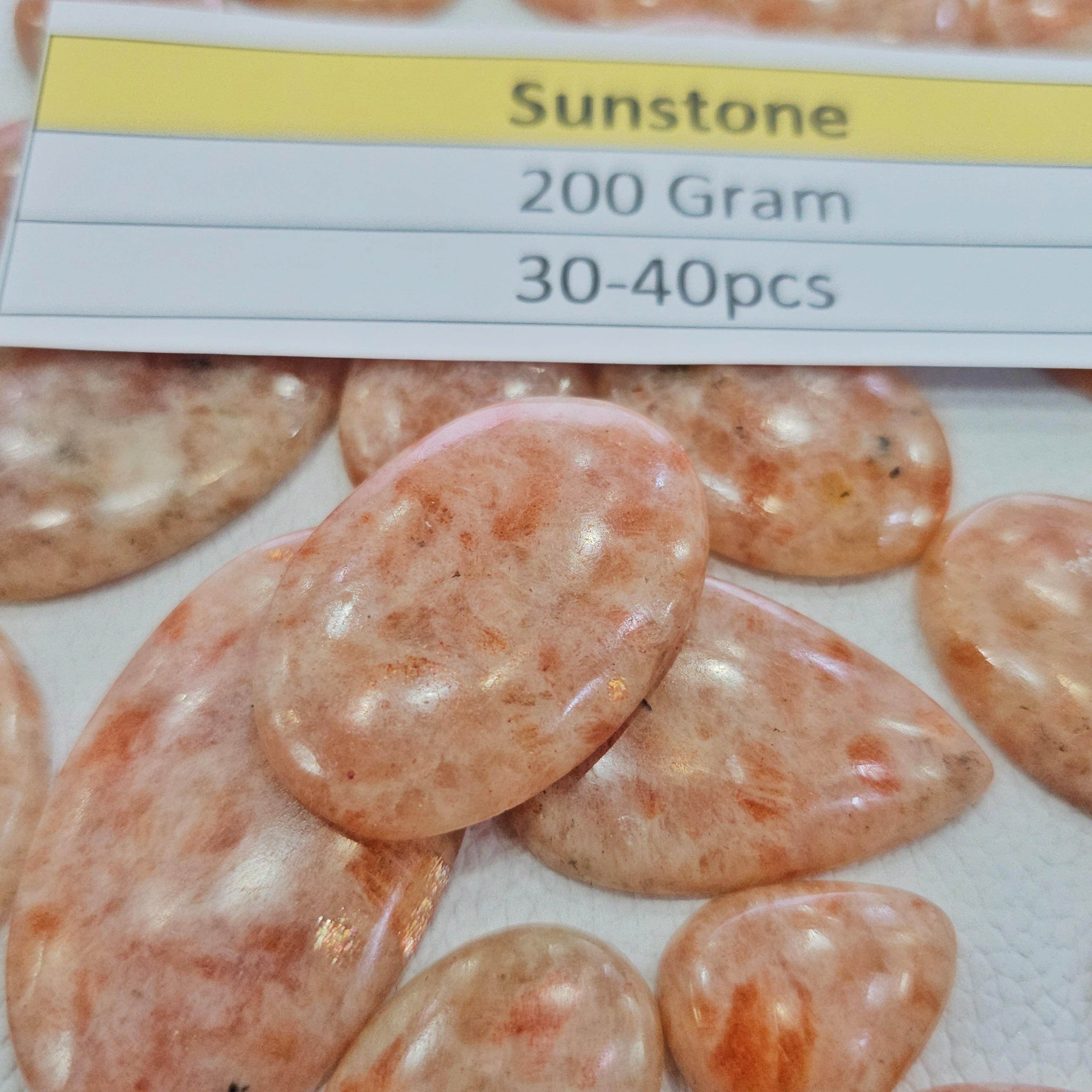 200 Grams Of Sunstone With Golden Petch Flash | 30-40 pcs | 25mm-44mm - The LabradoriteKing