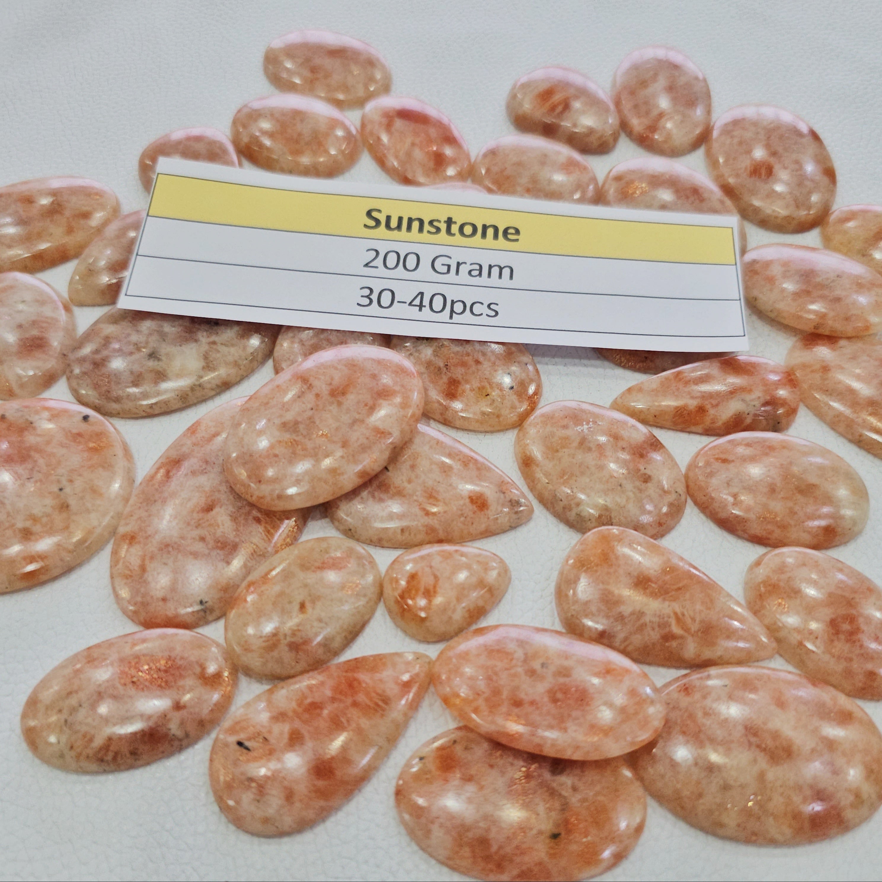 200 Grams Of Sunstone With Golden Petch Flash | 30-40 pcs | 25mm-44mm - The LabradoriteKing