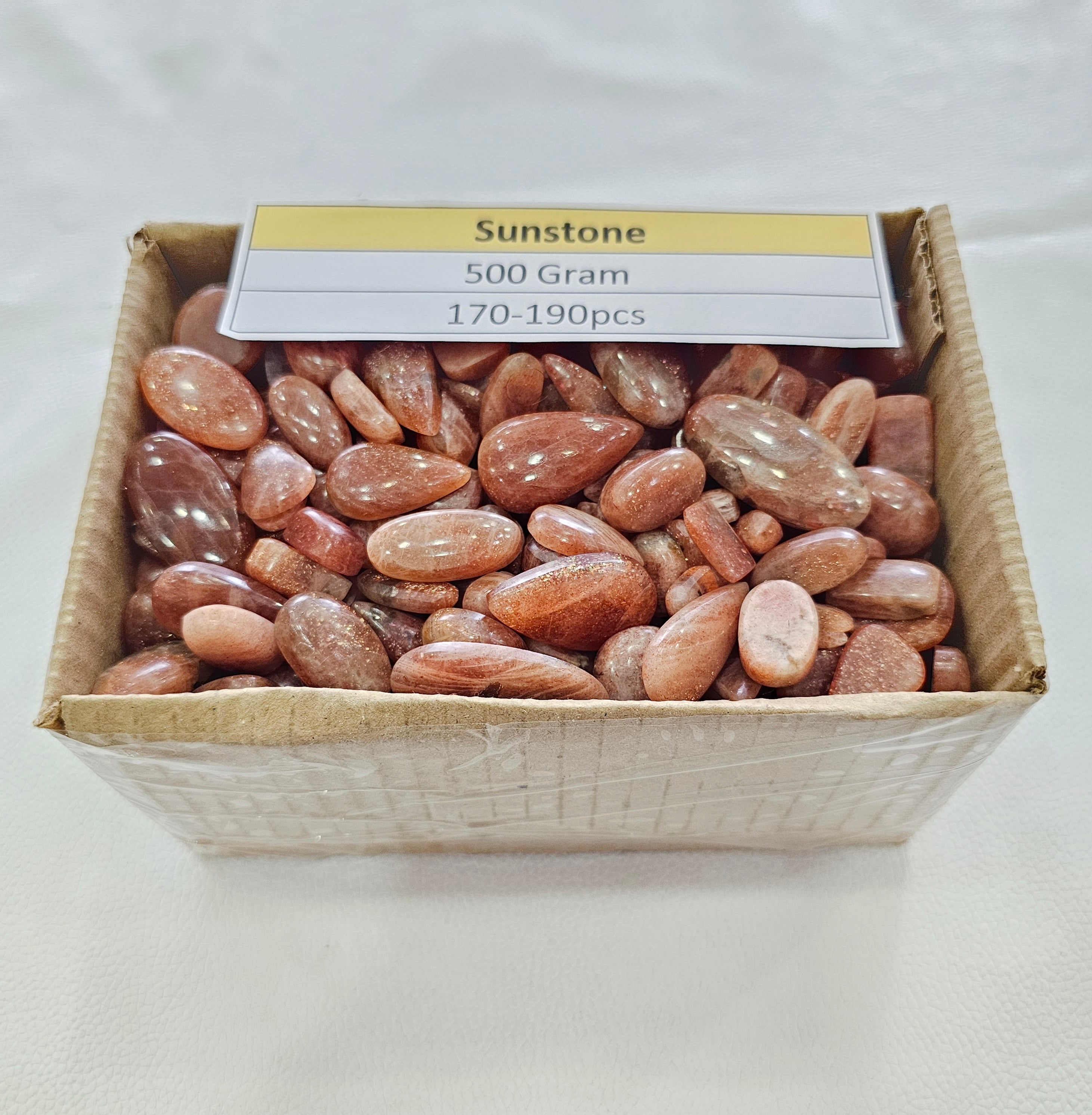 500 Grams Natural Sunstone Cabochons | 12–39mm | 170–190 Pcs | Mixed Shapes - The LabradoriteKing