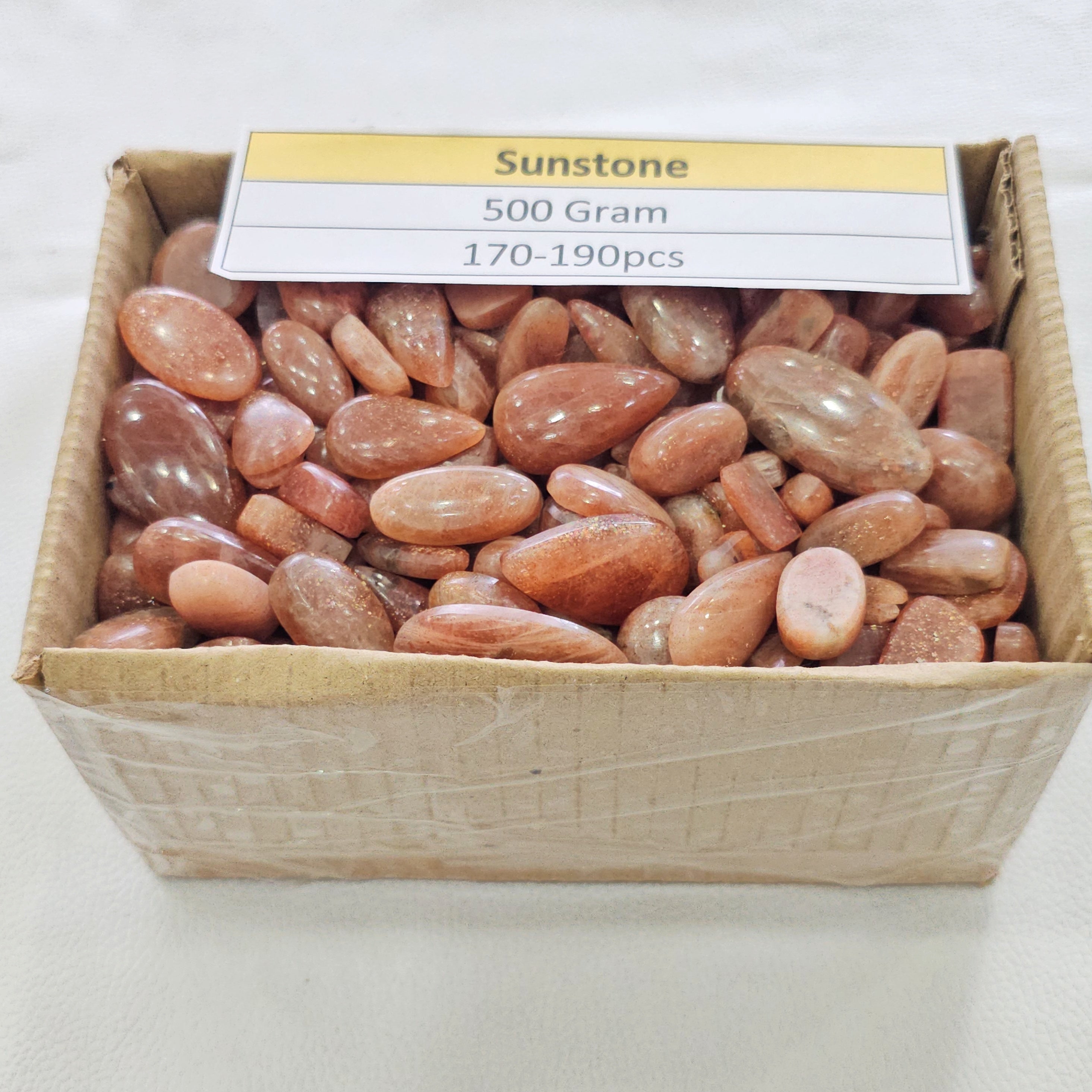 500 Grams Natural Sunstone Cabochons | 12–39mm | 170–190 Pcs | Mixed Shapes - The LabradoriteKing