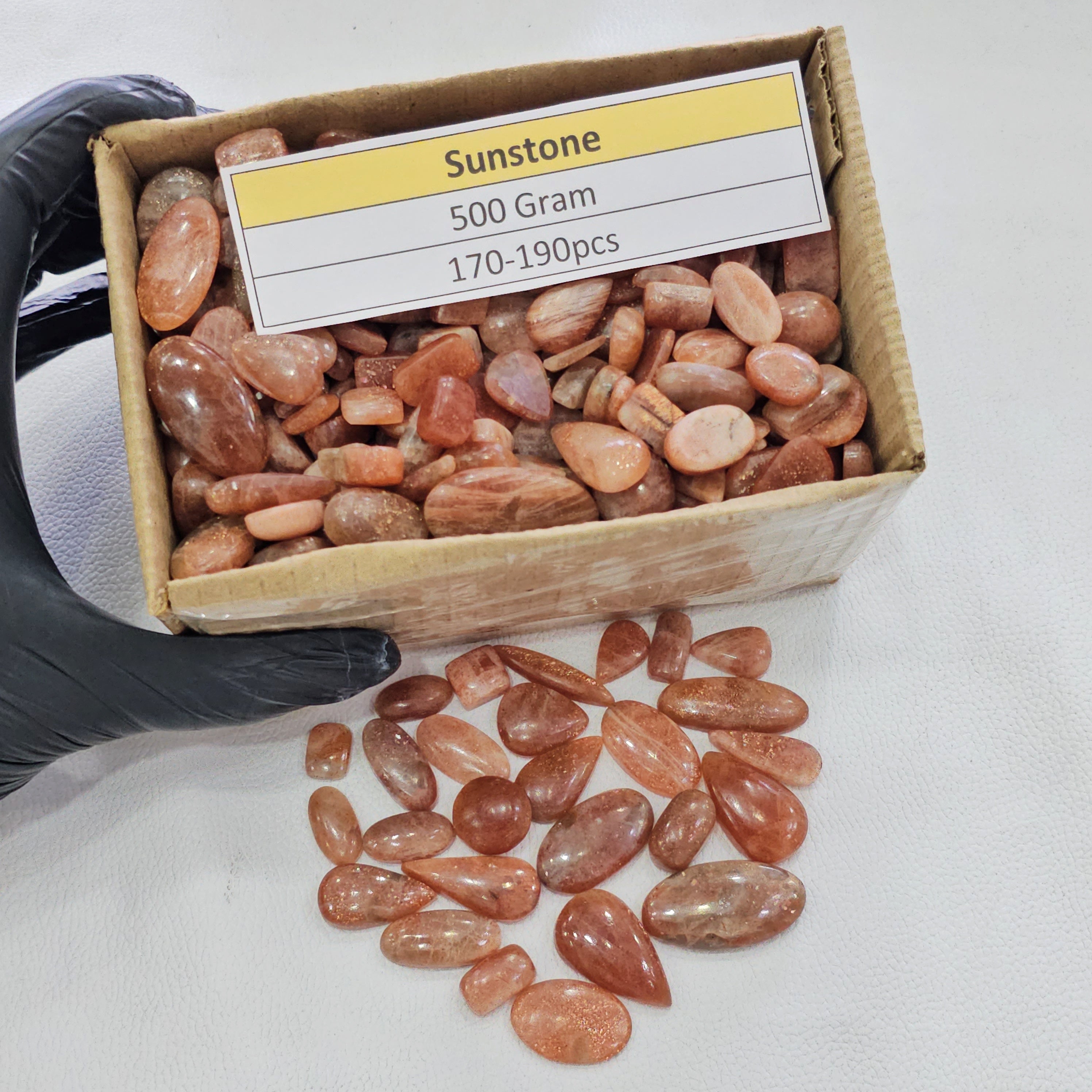 500 Grams Natural Sunstone Cabochons | 12–39mm | 170–190 Pcs | Mixed Shapes - The LabradoriteKing