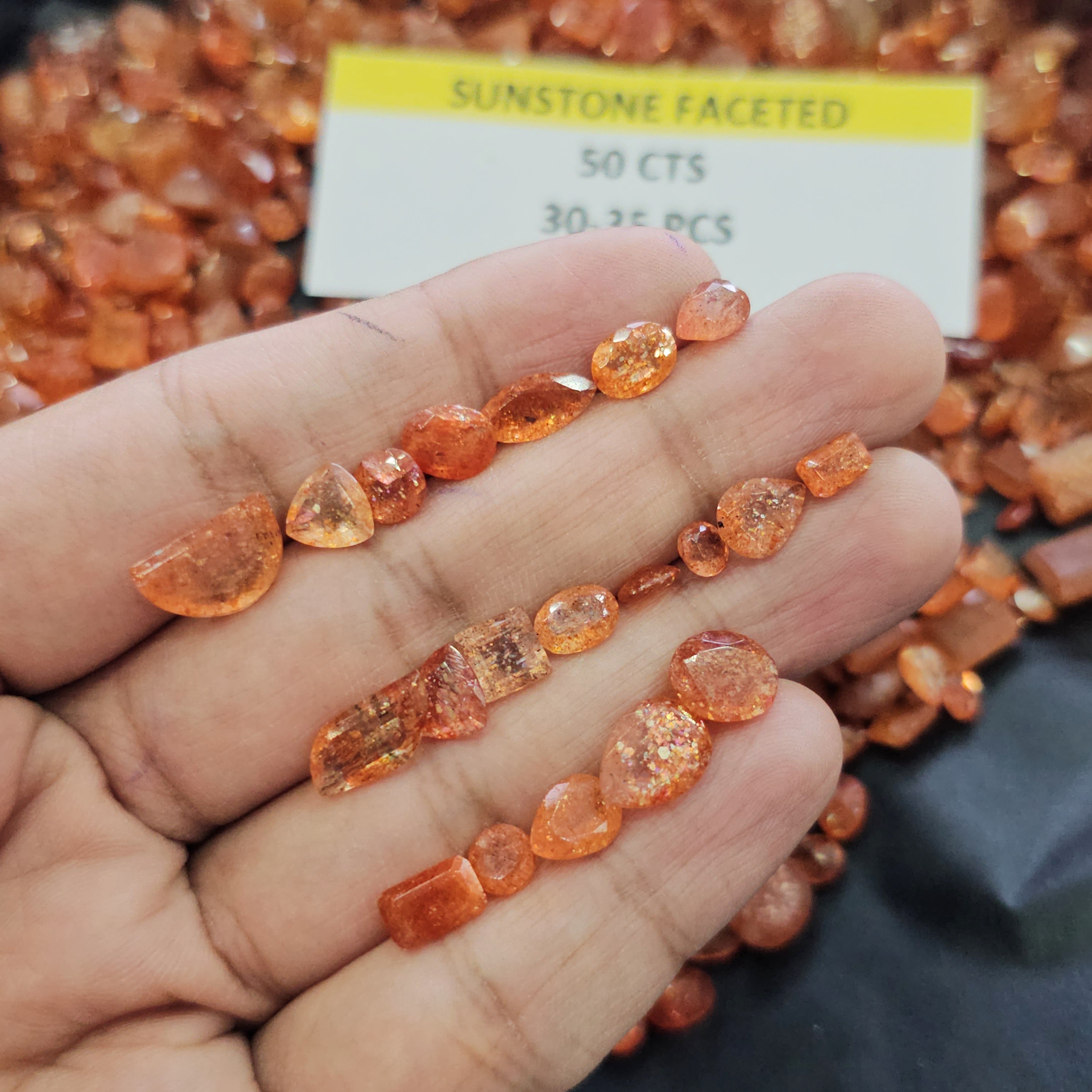 50 Carats of Natural Sunstone Faceted | 6–12mm | 30–40 Pcs | Mixed Shapes - The LabradoriteKing