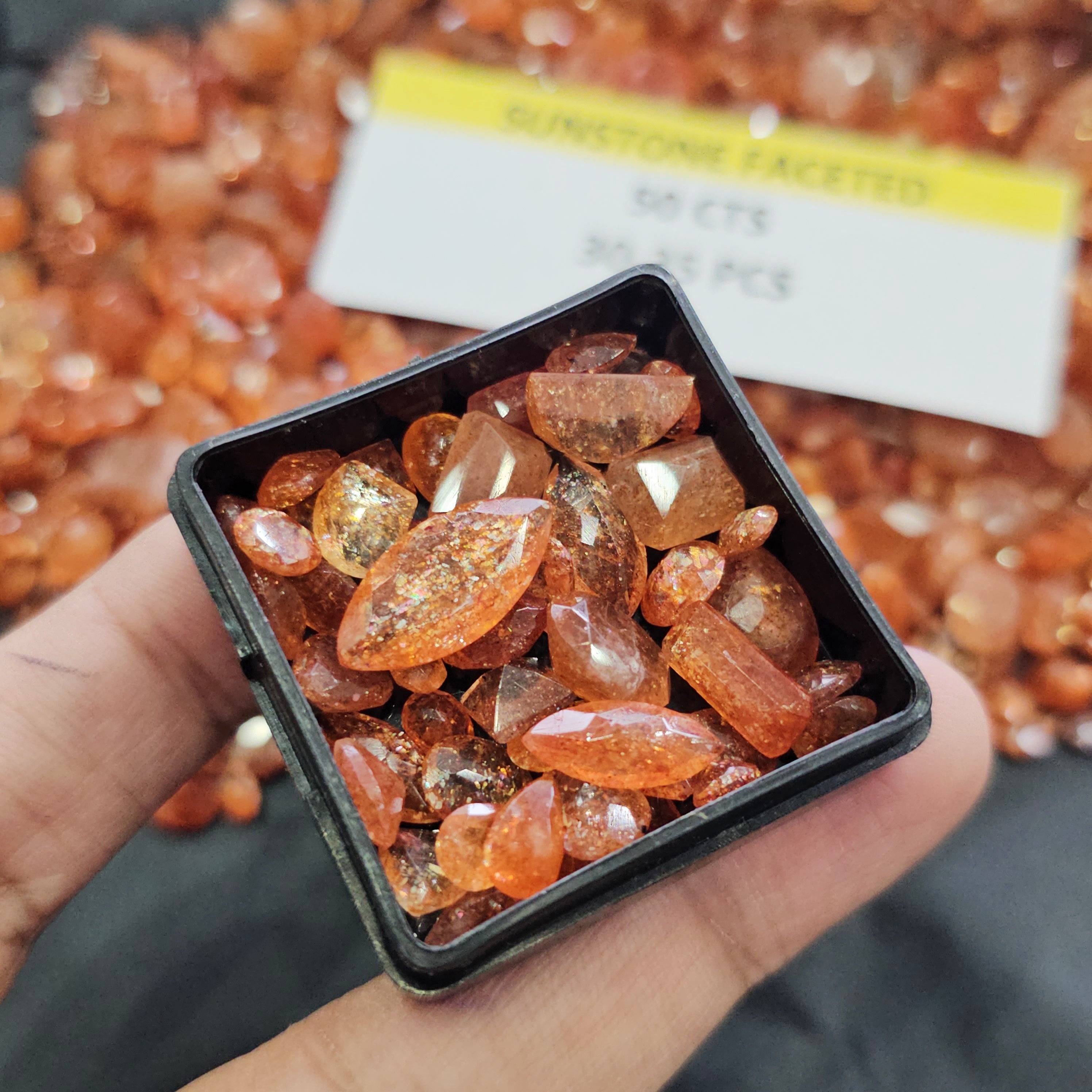 50 Carats of Natural Sunstone Faceted | 6–12mm | 30–40 Pcs | Mixed Shapes - The LabradoriteKing
