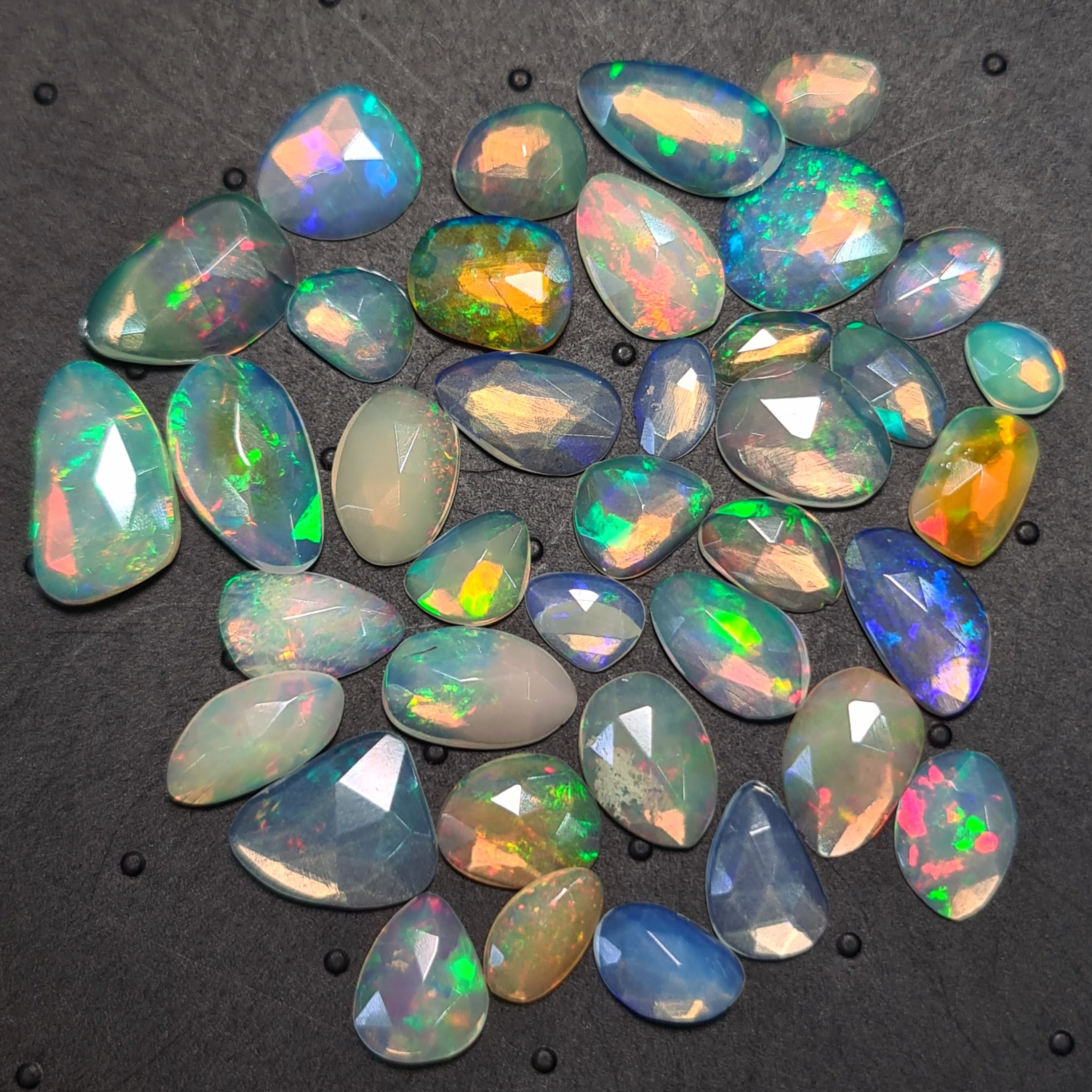 38 pcs Natural Ethiopian Opal Rose Cuts | Fancy Shape | Size:6-14mm - The LabradoriteKing