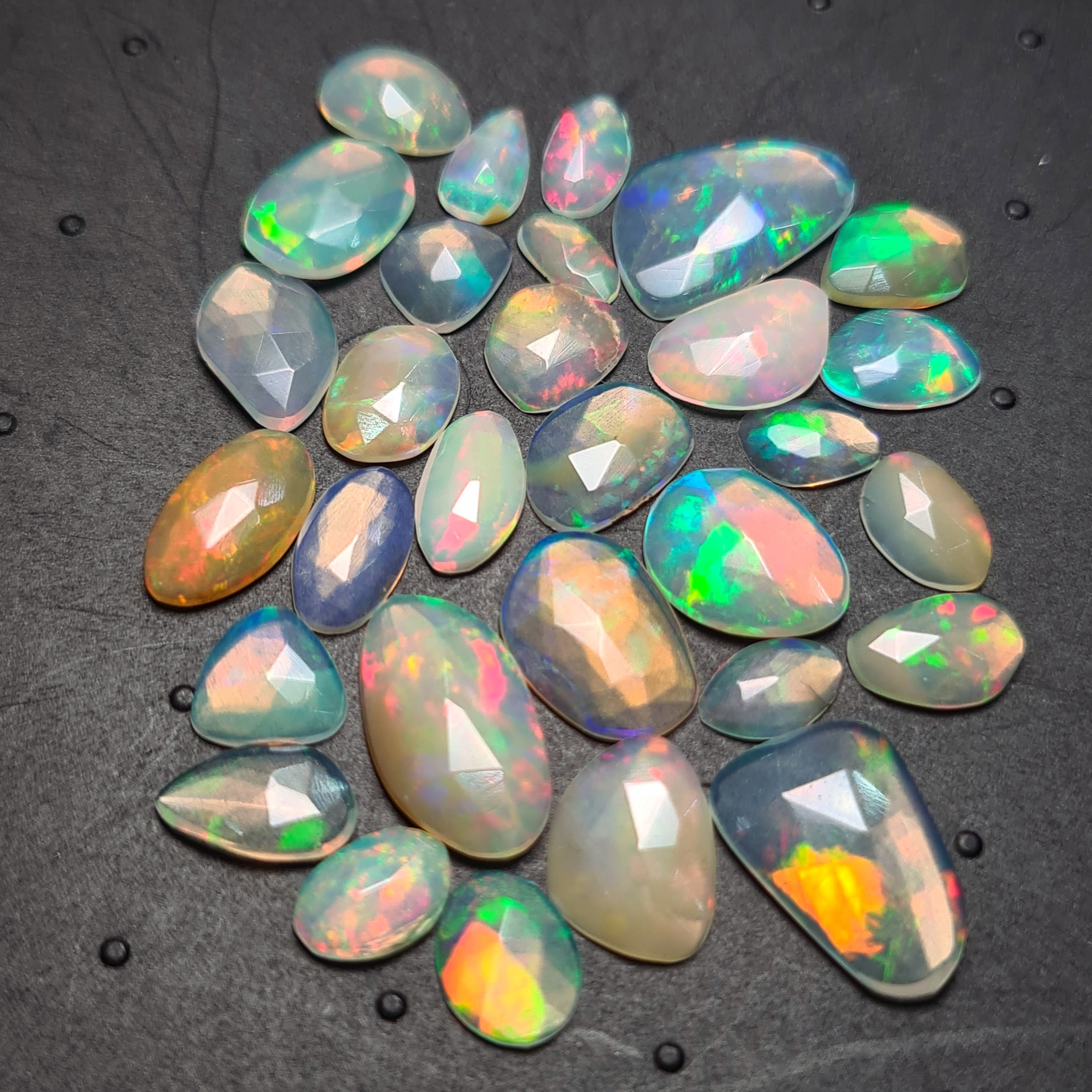 30 pcs Natural Ethiopian Opal Rose Cuts | Fancy Shape | Size:7-14mm - The LabradoriteKing