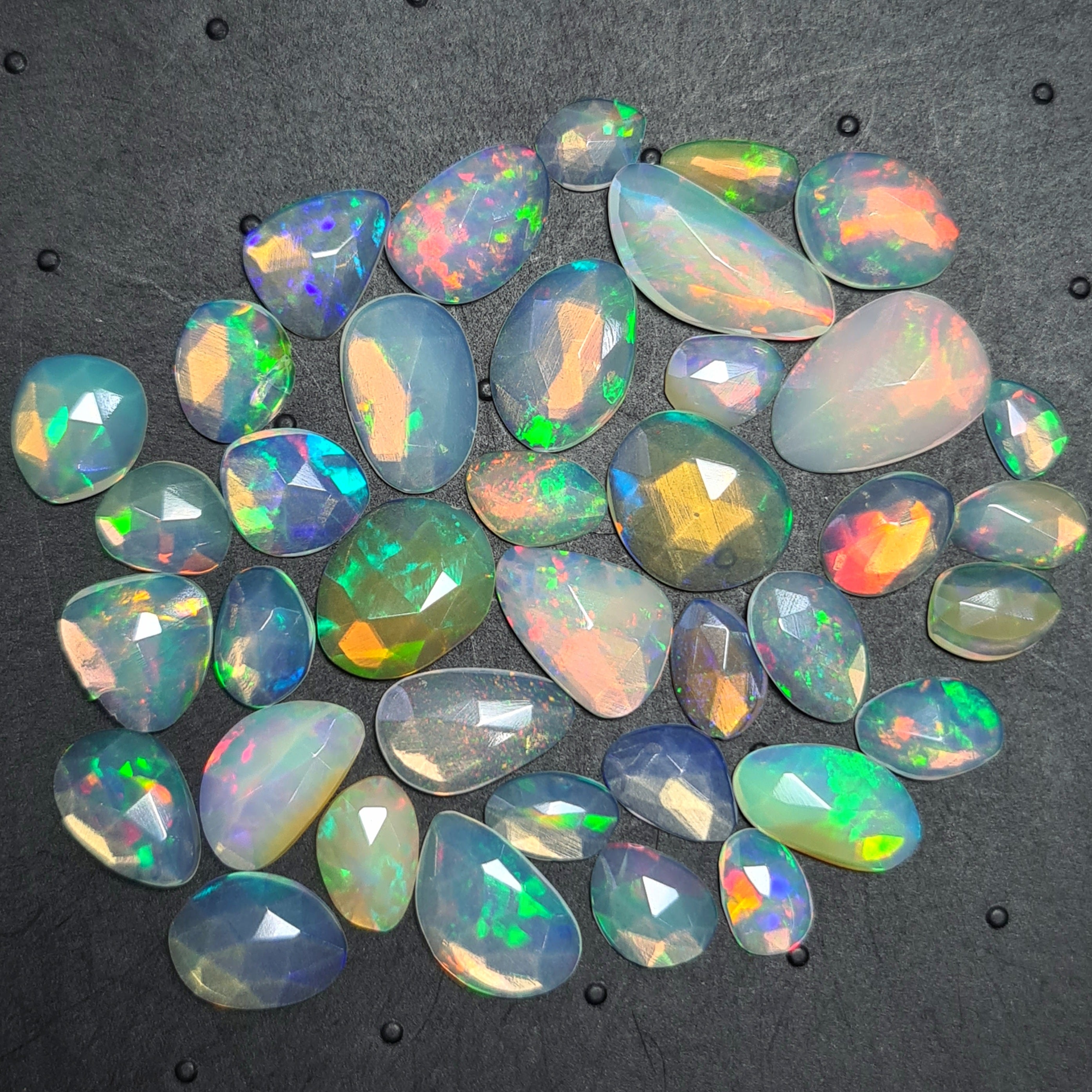 38 pcs Natural Ethiopian Opal Rose Cuts | Fancy Shape | Size:7-17mm - The LabradoriteKing