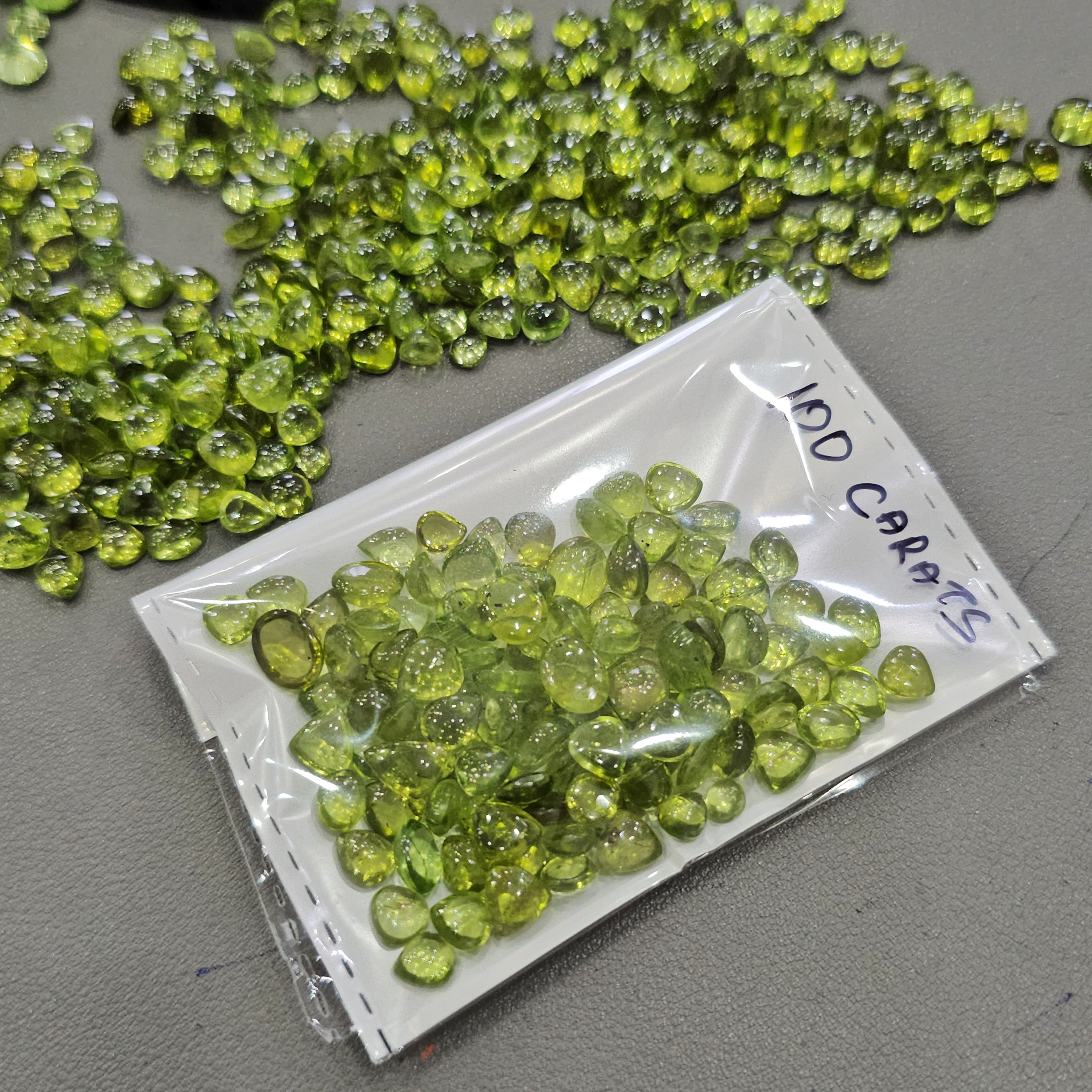 100cts of Natural Peridot Cabochons | 5–10mm | 70–80 Pcs - The LabradoriteKing