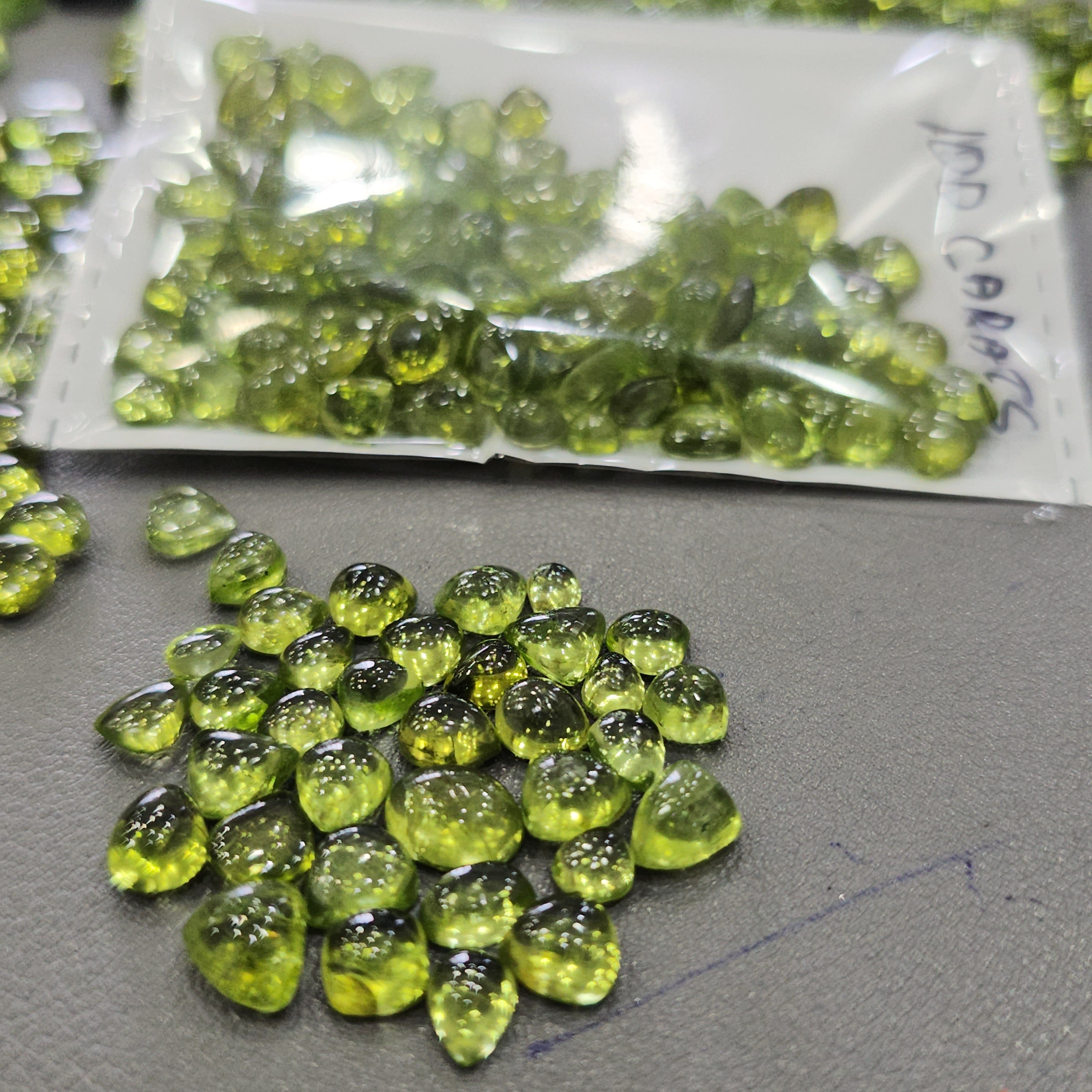 100cts of Natural Peridot Cabochons | 5–10mm | 70–80 Pcs - The LabradoriteKing