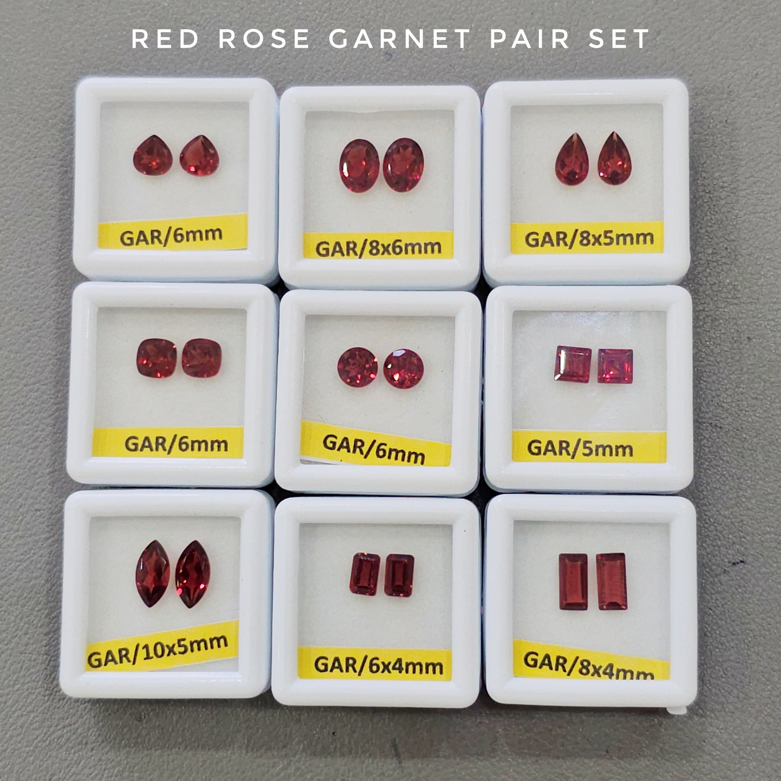 9 Sets of Red Rose Garnets Pair | 5-10mm | With boxes | Top Quality - The LabradoriteKing