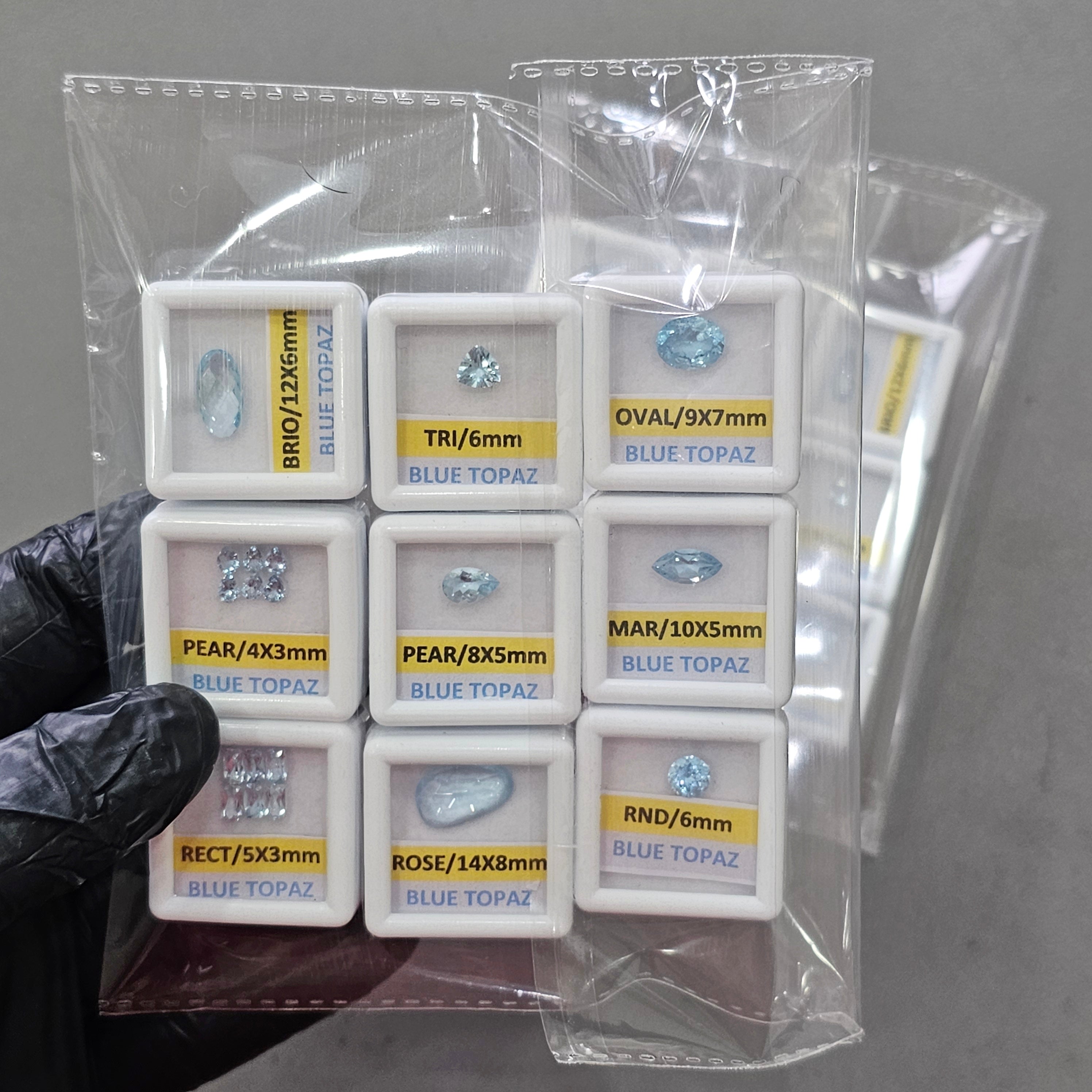 9 Boxes of Natural Blue Topaz | 4–14mm | Premium Quality Gemstones with Boxes - The LabradoriteKing