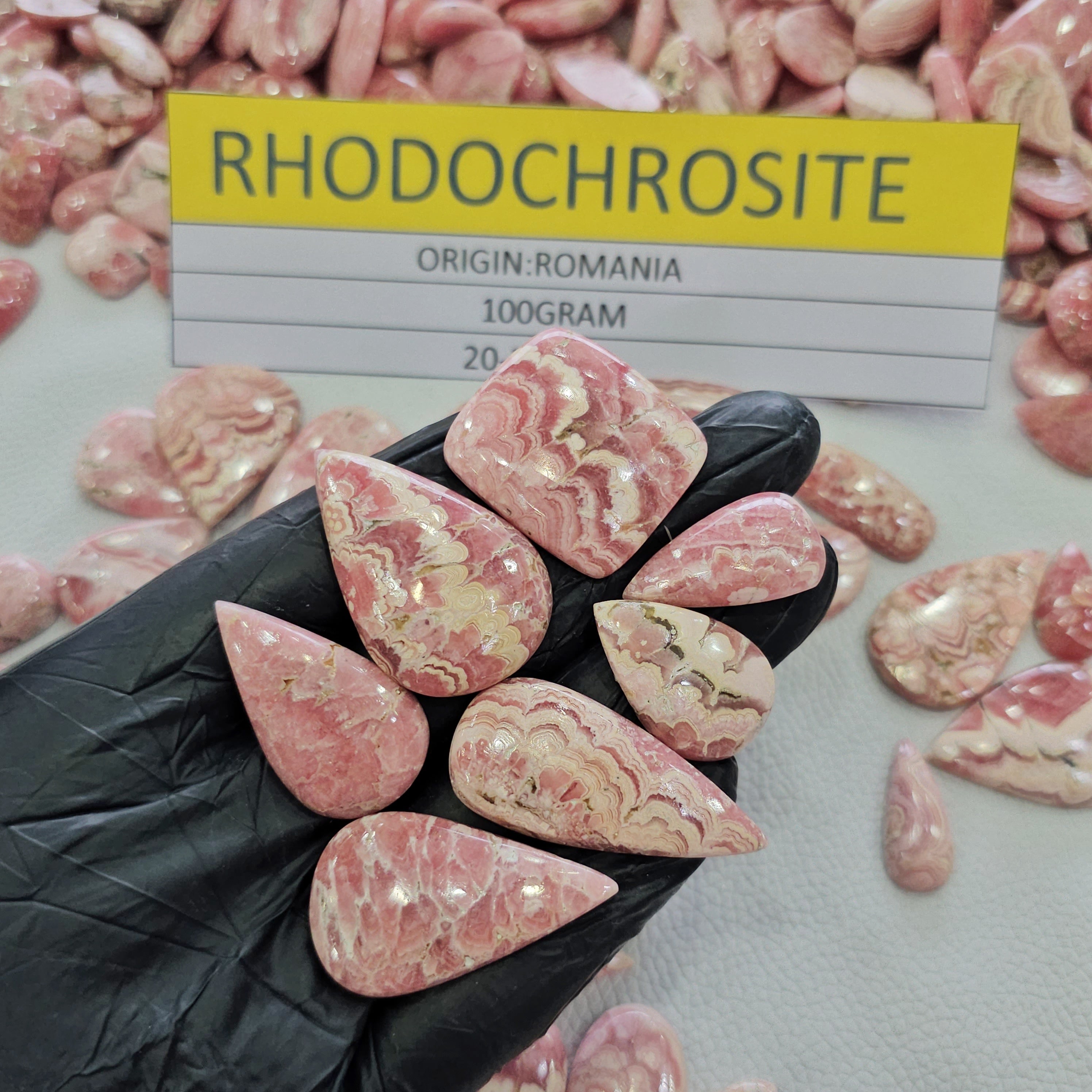 100 Grams Natural Rhodochrosite Gemstones | 15–45mm | 15–20 Pcs | Top Quality