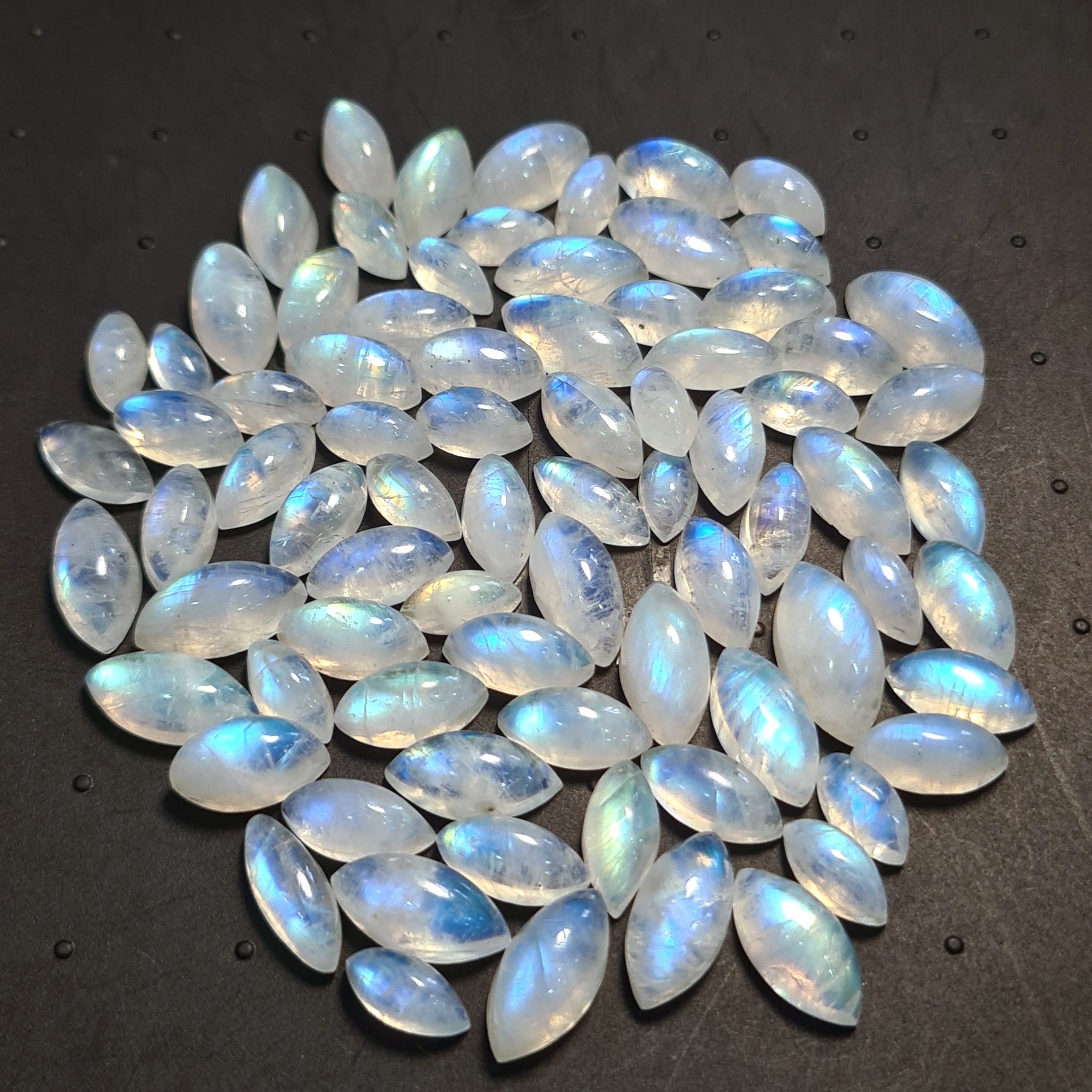 79 Pcs Natural Moonstone Cabochon | Shape: Marquise | Size: 10-14mm - The LabradoriteKing