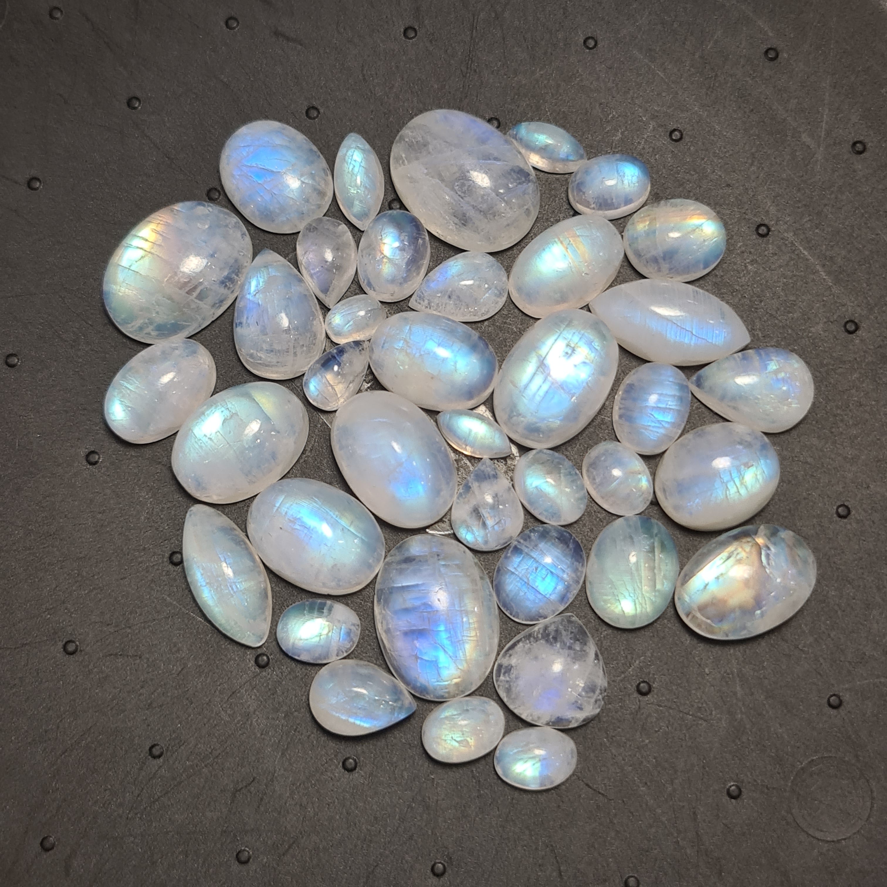 38Pcs Natural Moonstone Cabochon | Mix Shape | Size: 6-16mm - The LabradoriteKing